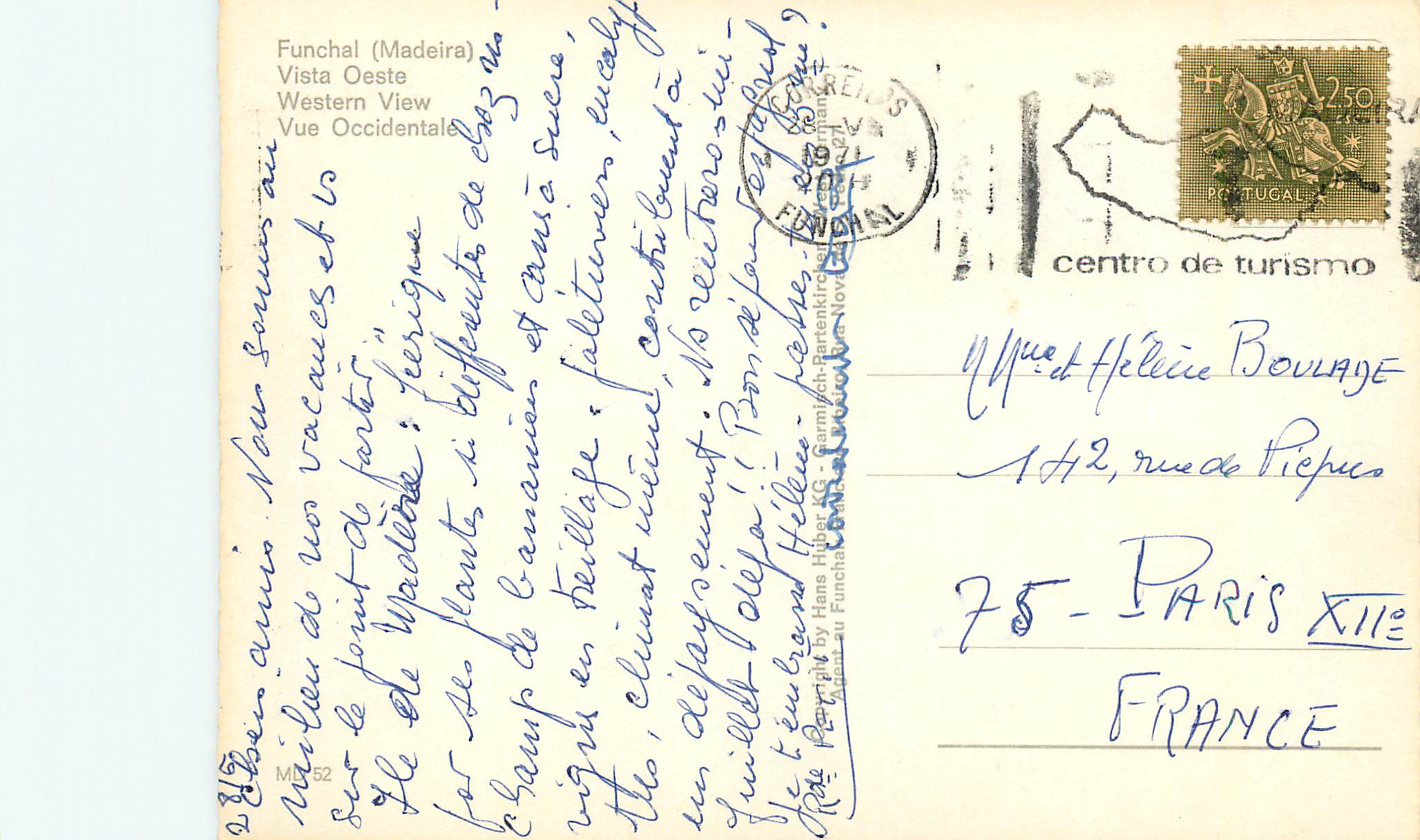 CPM Funchal madeira vue occidentale — Rückseite