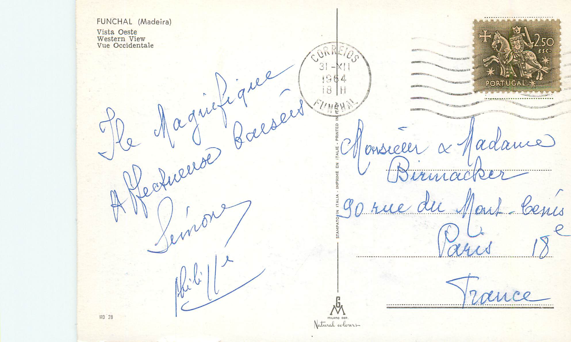 CPM Funchal madeira vue occidentale — Rückseite