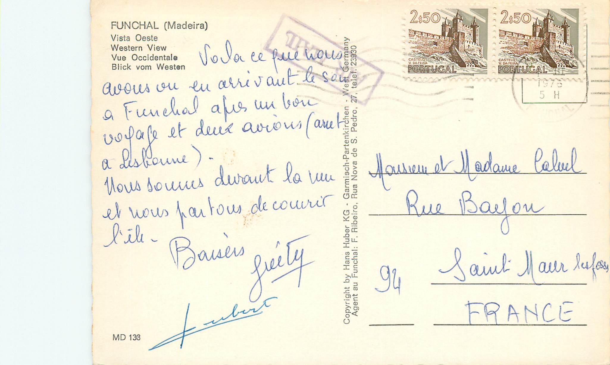 CPM Funchal madeira vue occidentale — Rückseite