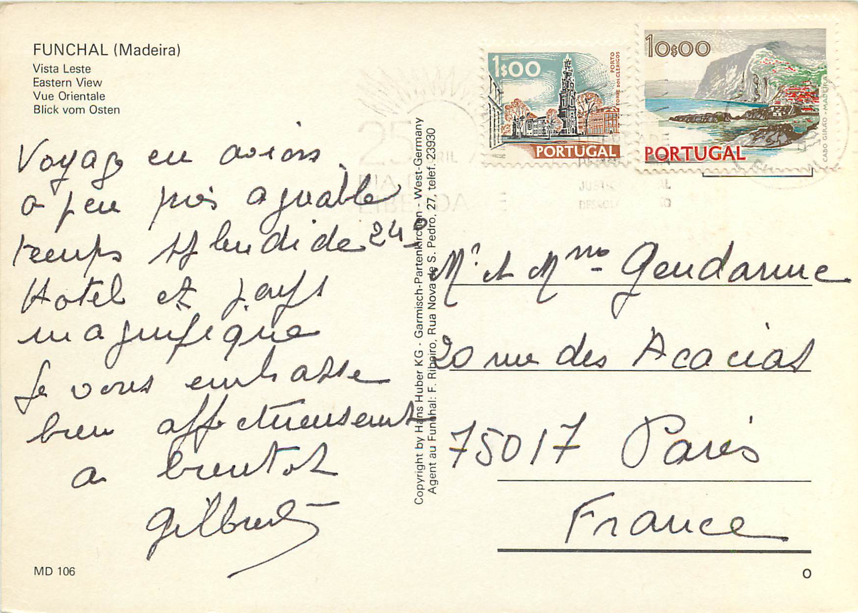 CPM Funchal madeira vue orientale — Rückseite