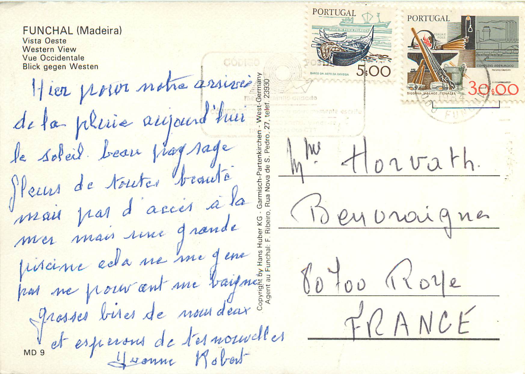 CPM Funchal madeira vue occidentale — Rückseite