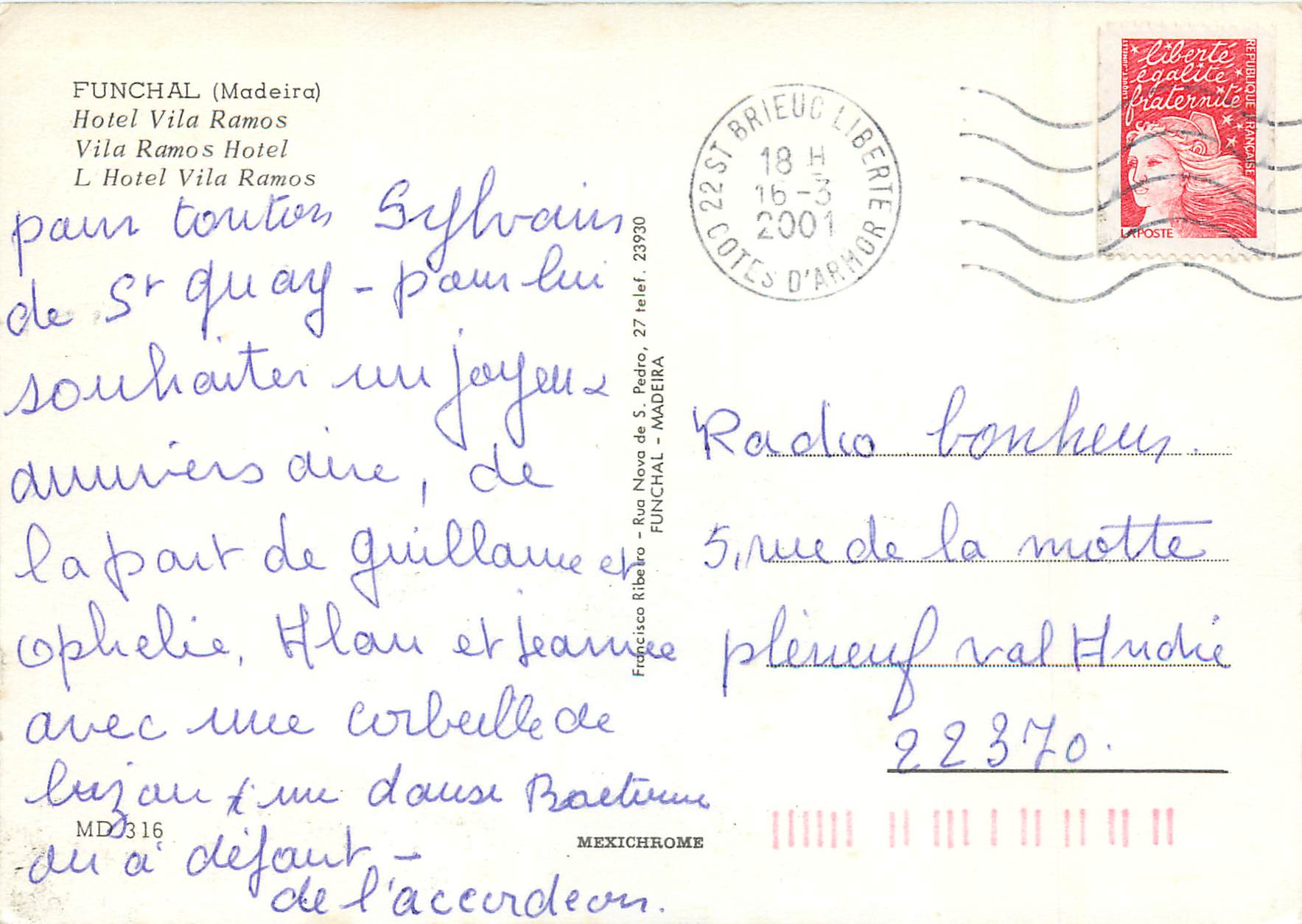 CPM Funchal madeira l hotel vila ramos — Rückseite