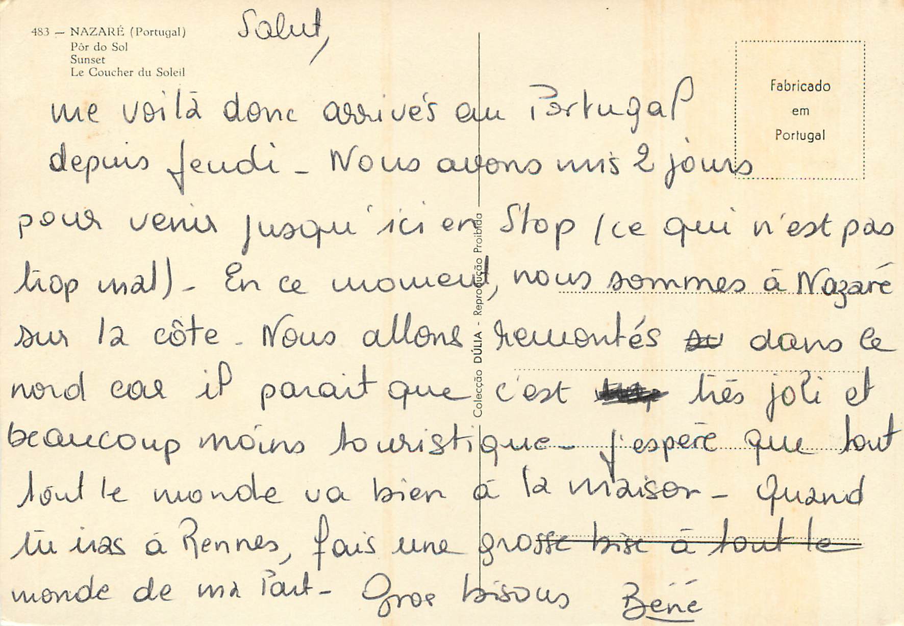 Nazareth (Portugal) — Pôr do Sol — Éditeur Dúlia, n° 483 — Rückseite