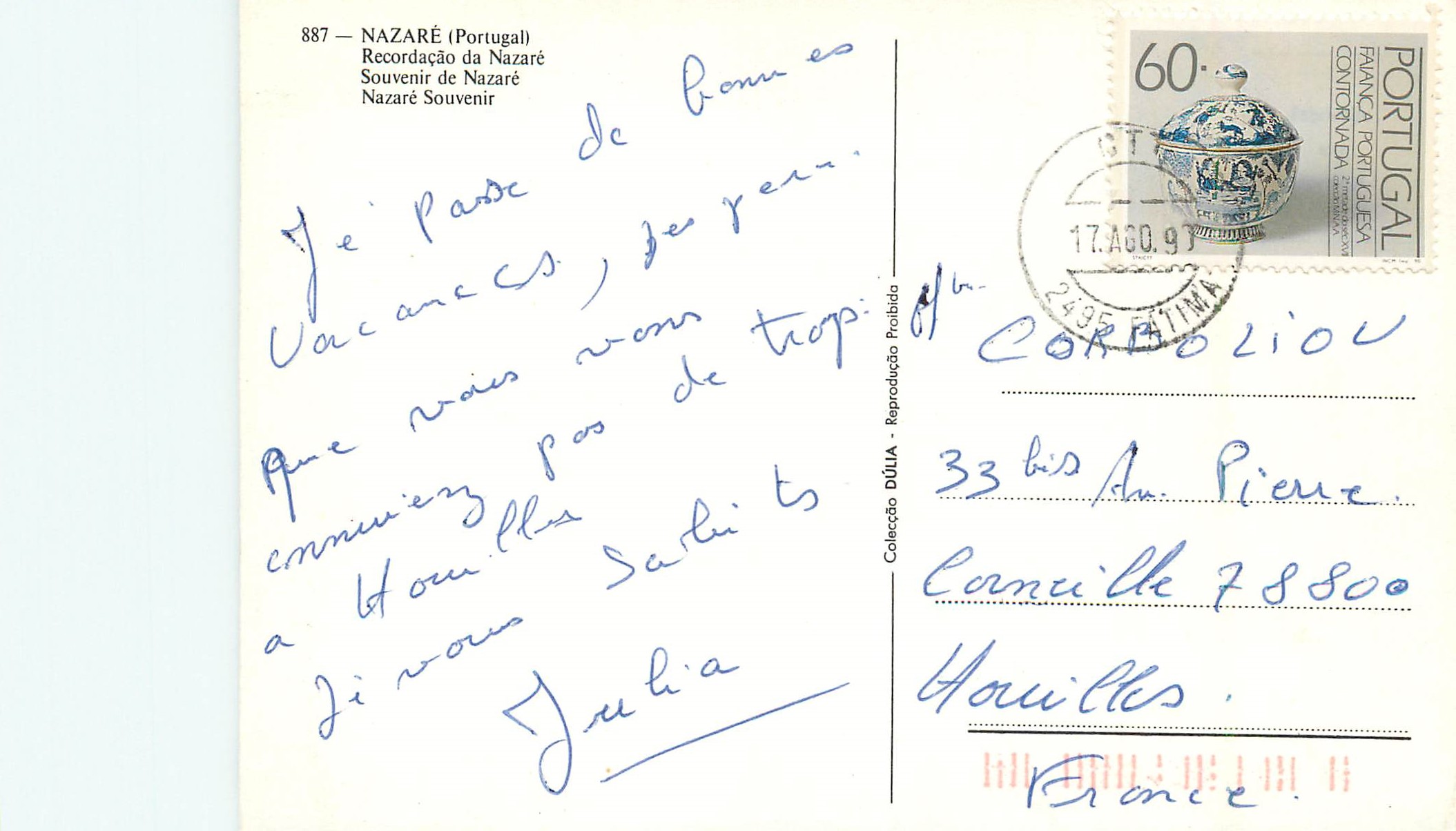 CPM 887 nazare portugal souvenir de nazare — Rückseite