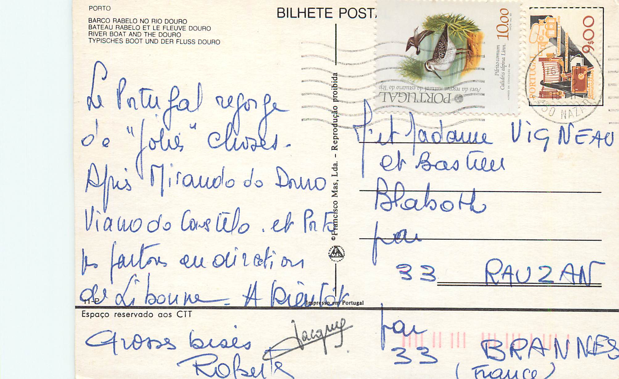 CPM Porto bateau rabelo et le fleuve douro — Rückseite