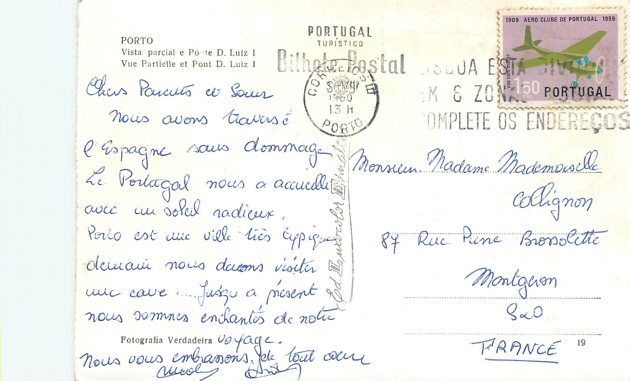 CPM Porto vue partielle et pont d luiz — Rückseite