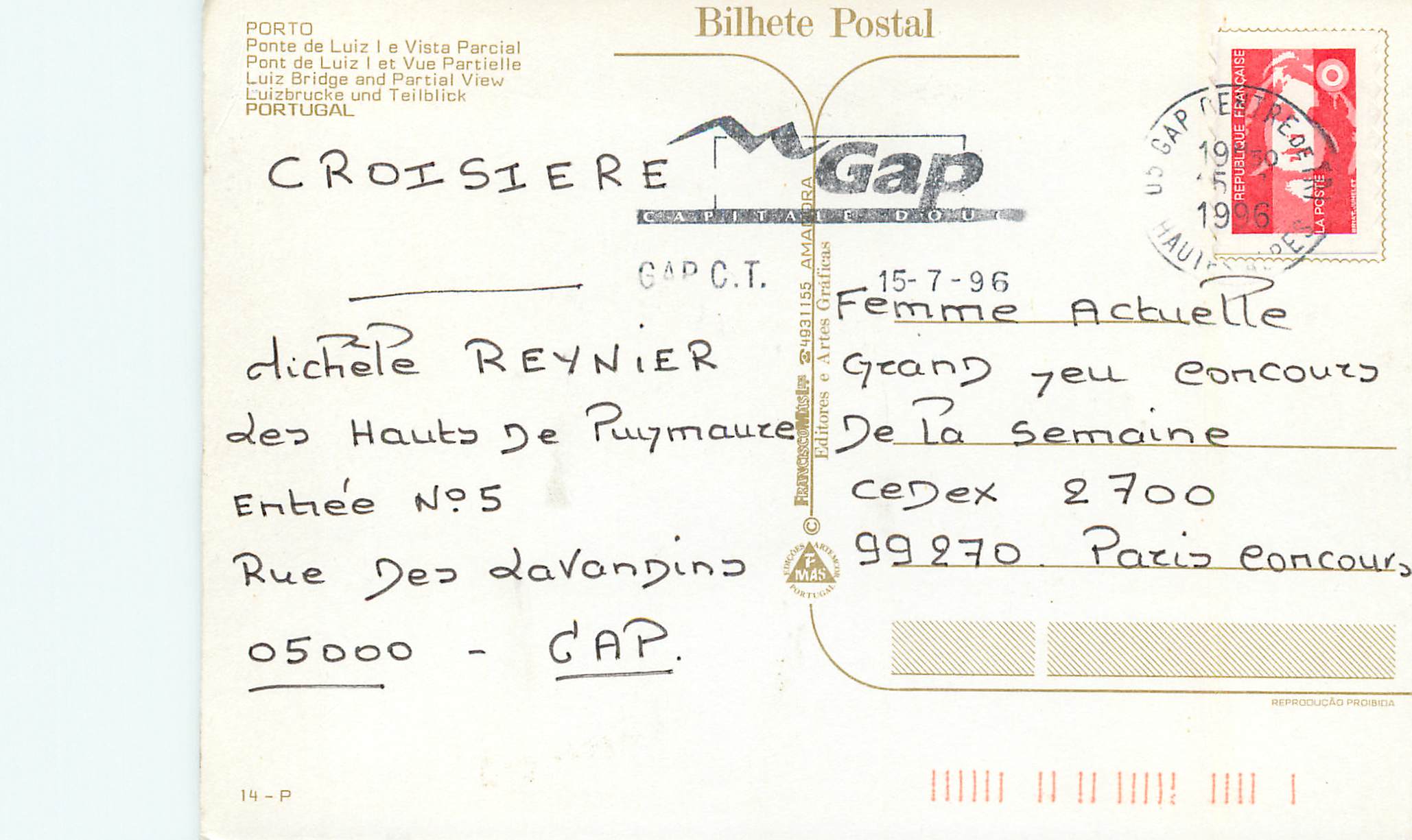 CPM Porto pont de luiz et vue partielle portugal — Rückseite