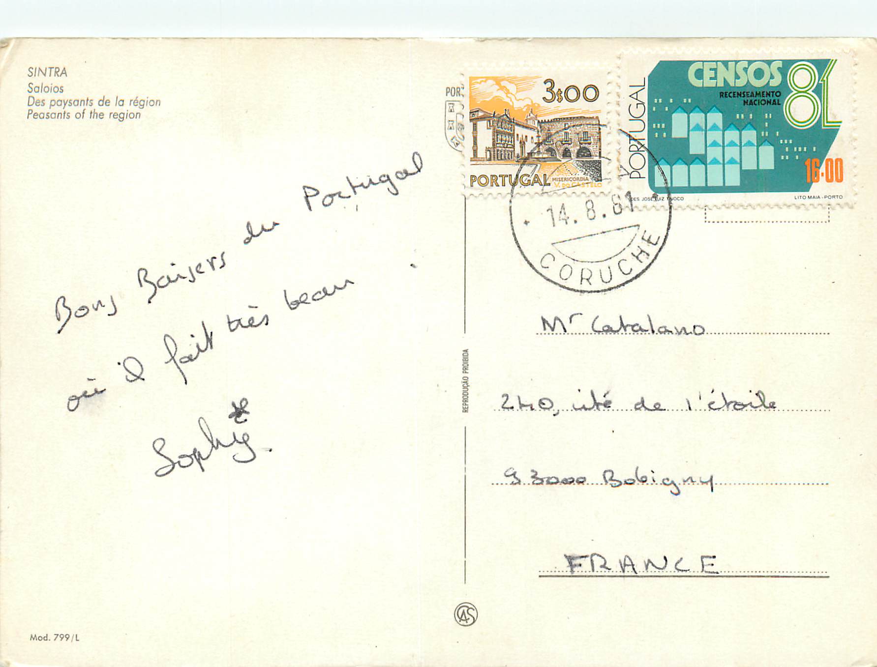CPM Sintra des paysans de la region Ane Donkey — Rückseite