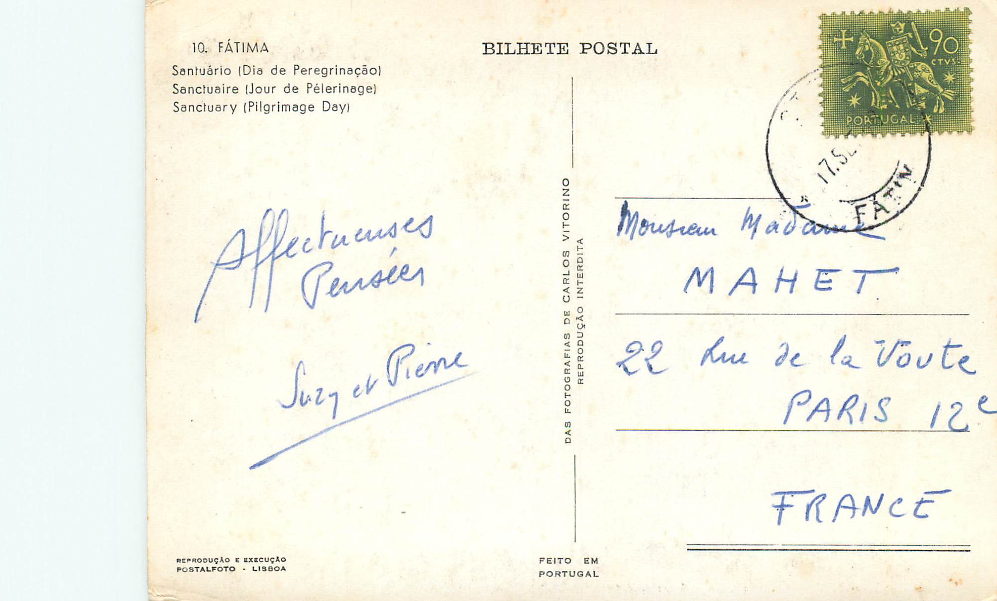 CPM 10 fatima sanctuaire(jour de pelerinage) — Rückseite