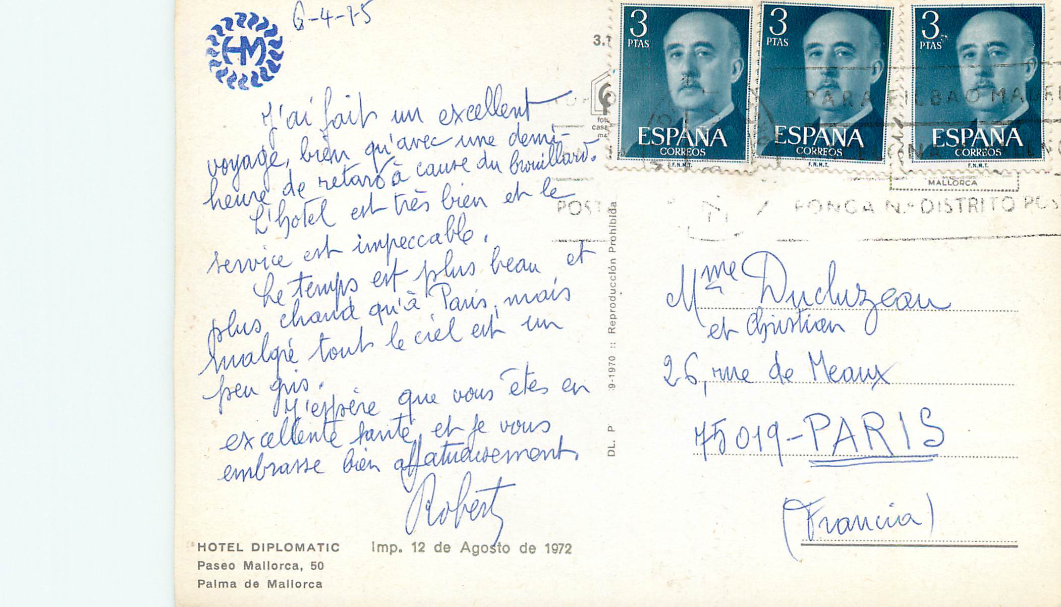 CPM Hotel diplomatic palma de mallorca — Rückseite