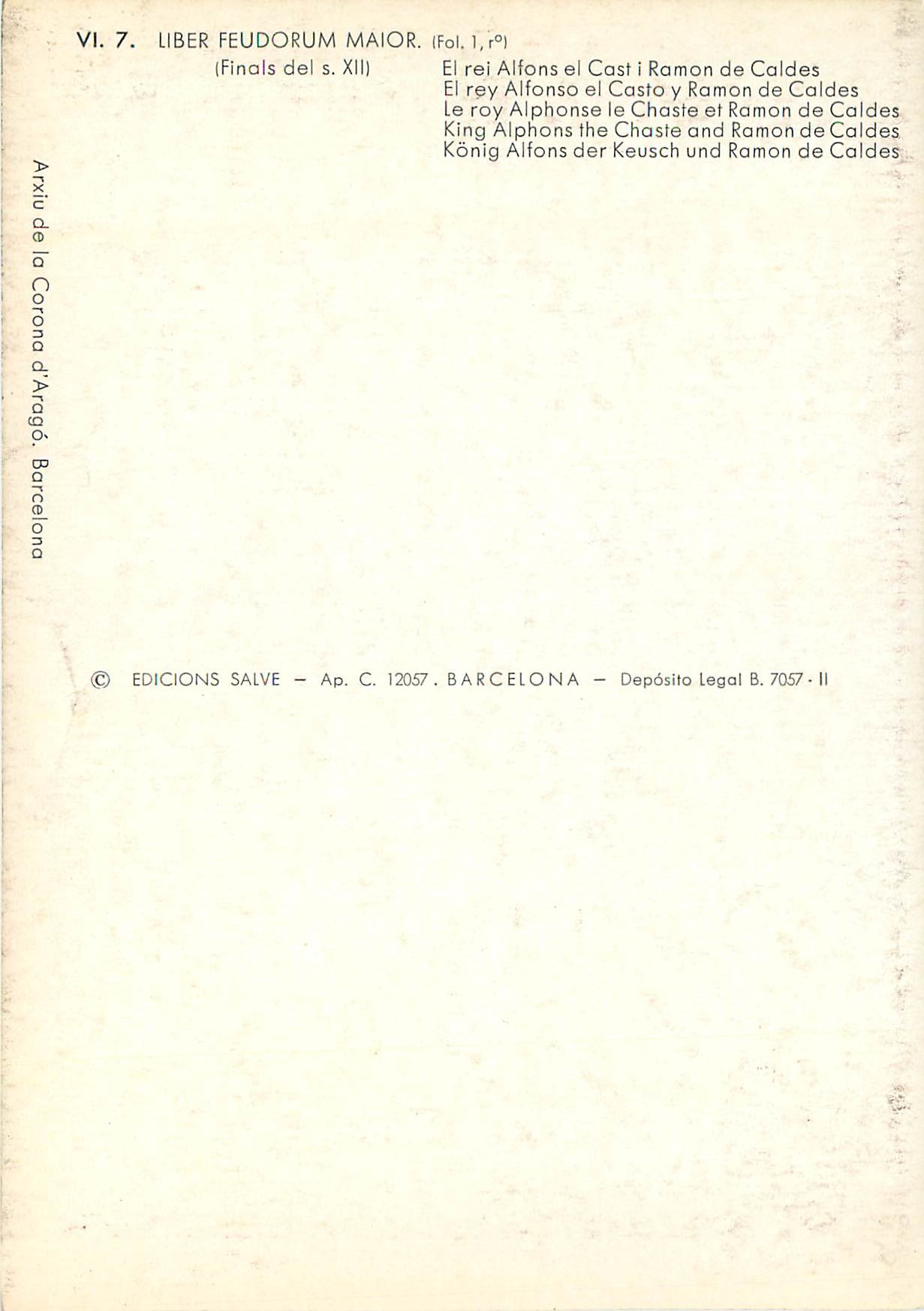 CPM Vi 7 liber feudorum major king alphons the chaste and ramon de caldes — Verso