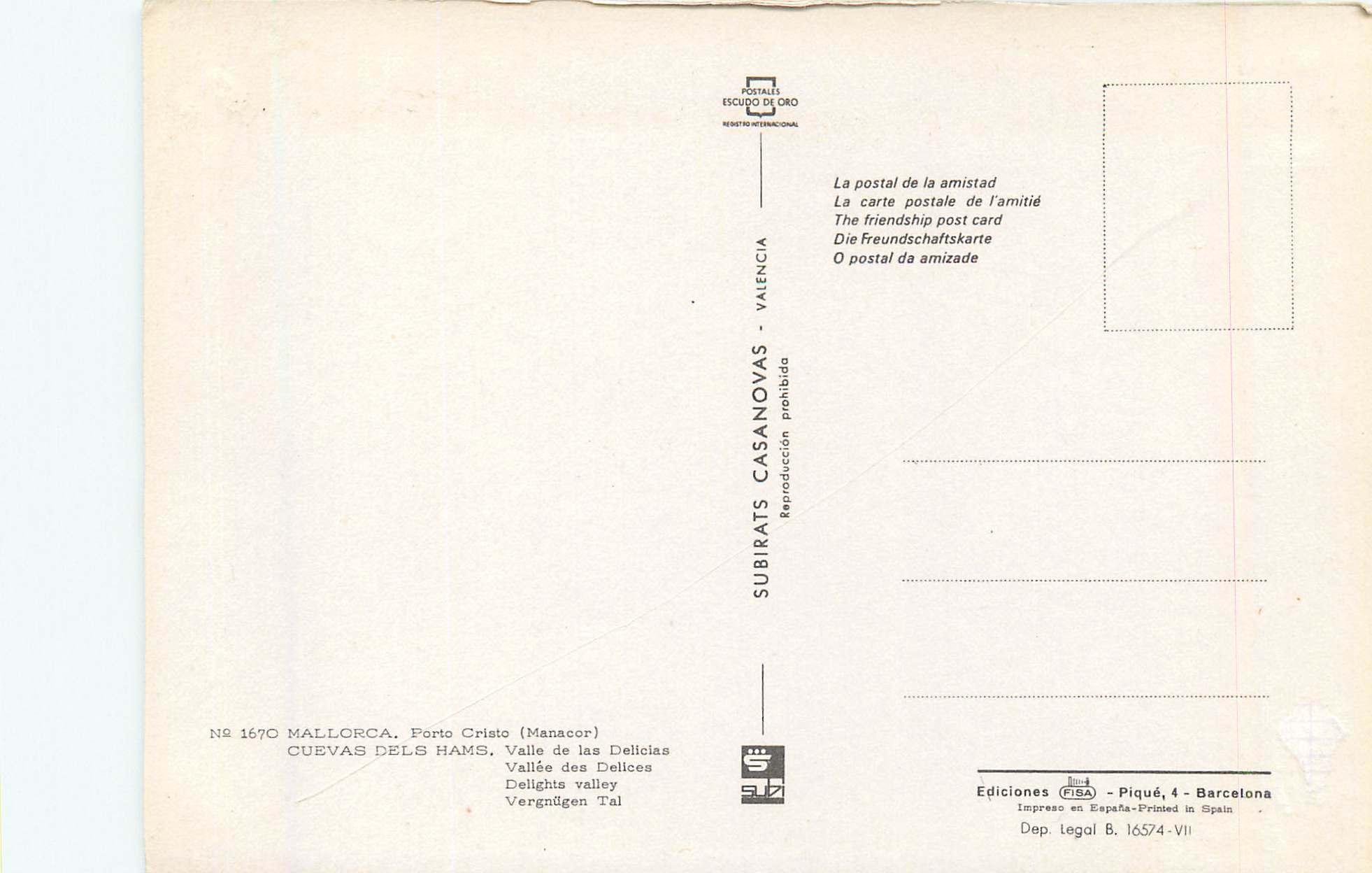 CPM Mallorca n 1670 — Rückseite
