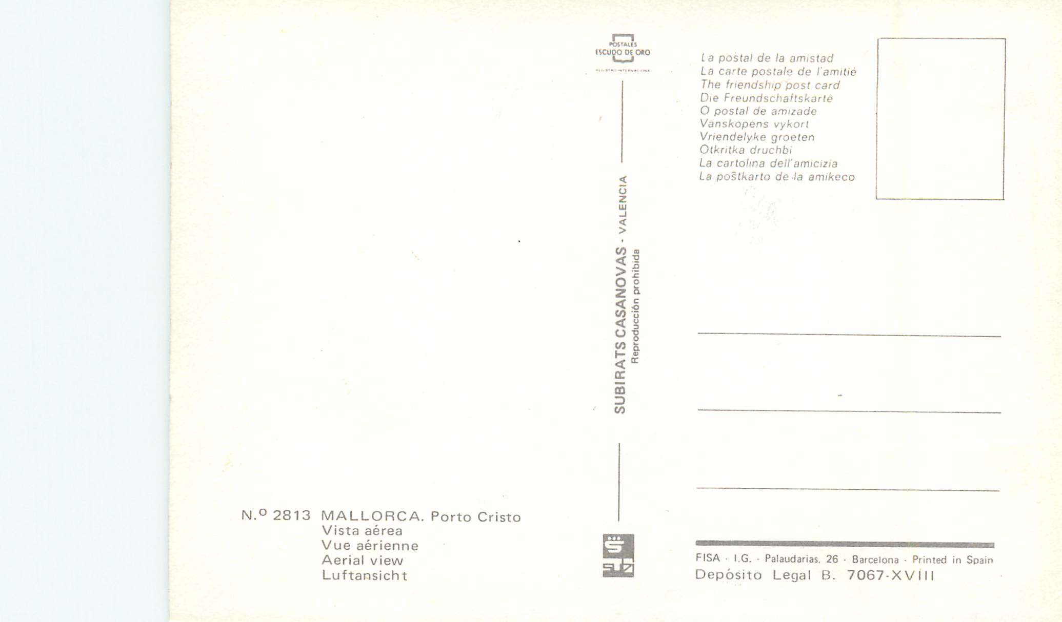 CPM Mallorca porto cristo n 2813 — Rückseite