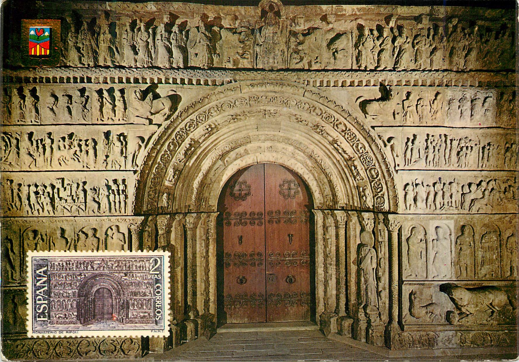 CPM Ripoll n 17 portail du monastere de sainte marie de ripoll