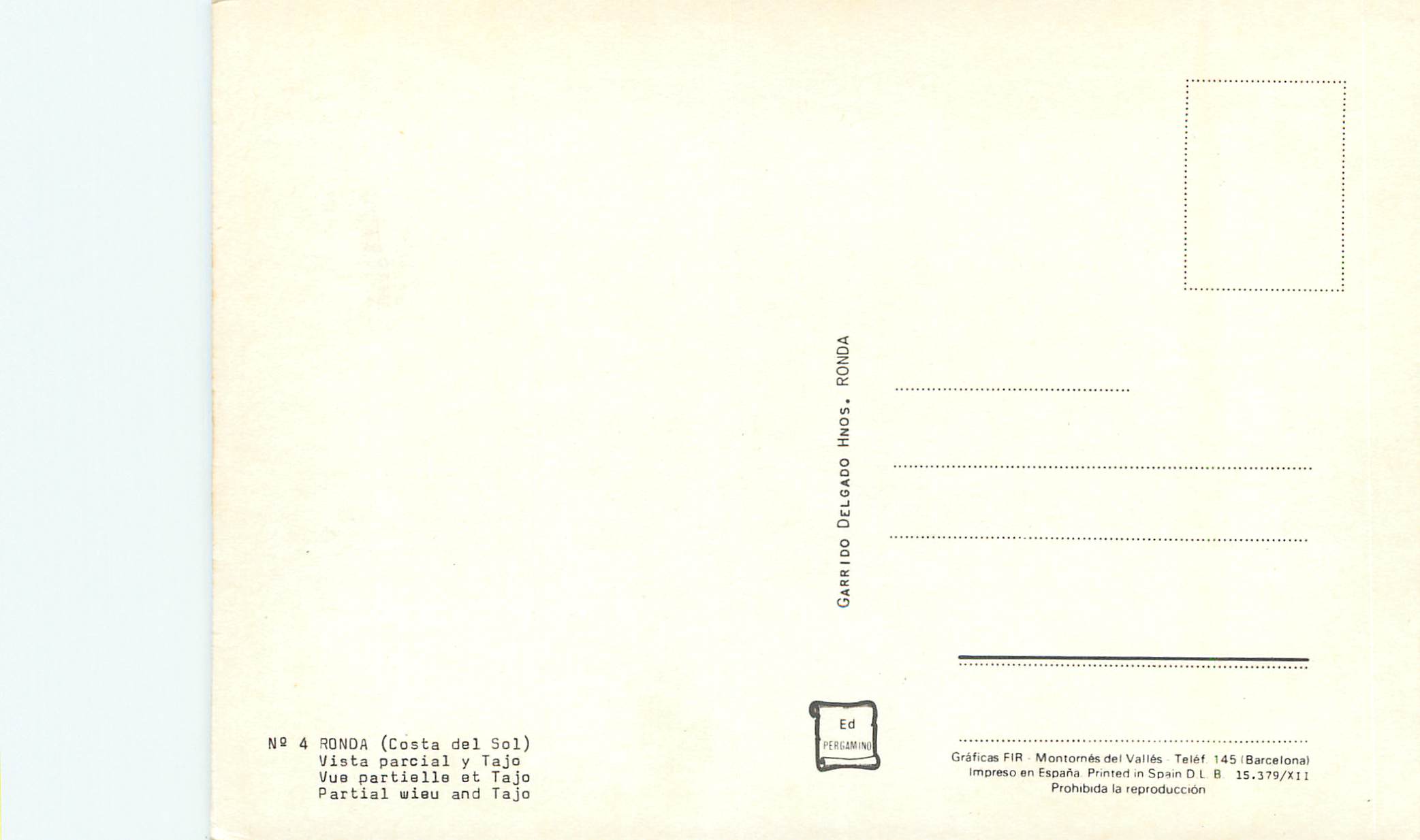 CPM Ronda(costa del sol) n 4 vue partielle et tajo — Back