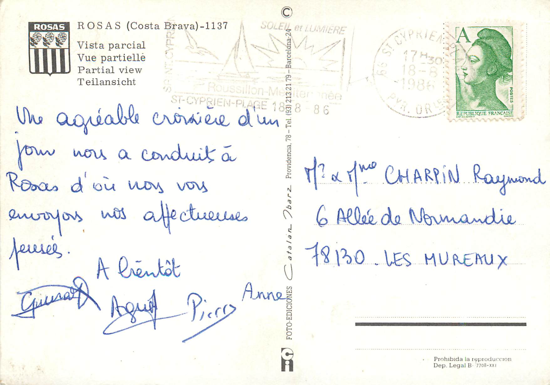 CPM Rosas costa brava 1137 vue partielle — Rückseite