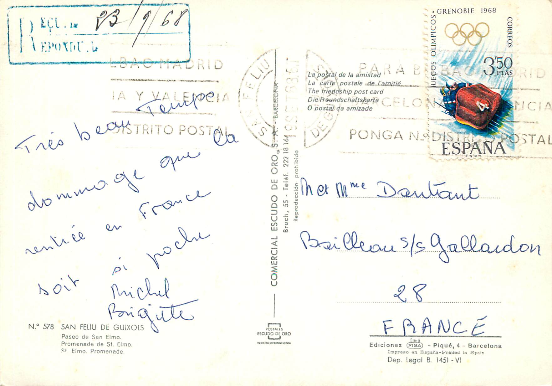 CPM San feliu de guixols n 578 — Back