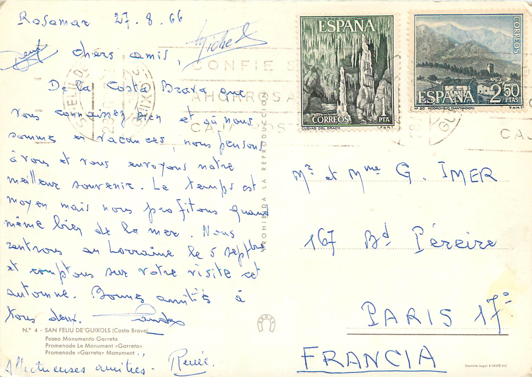 CPM Costa brava espana san feliu de guixols n 4 — Verso
