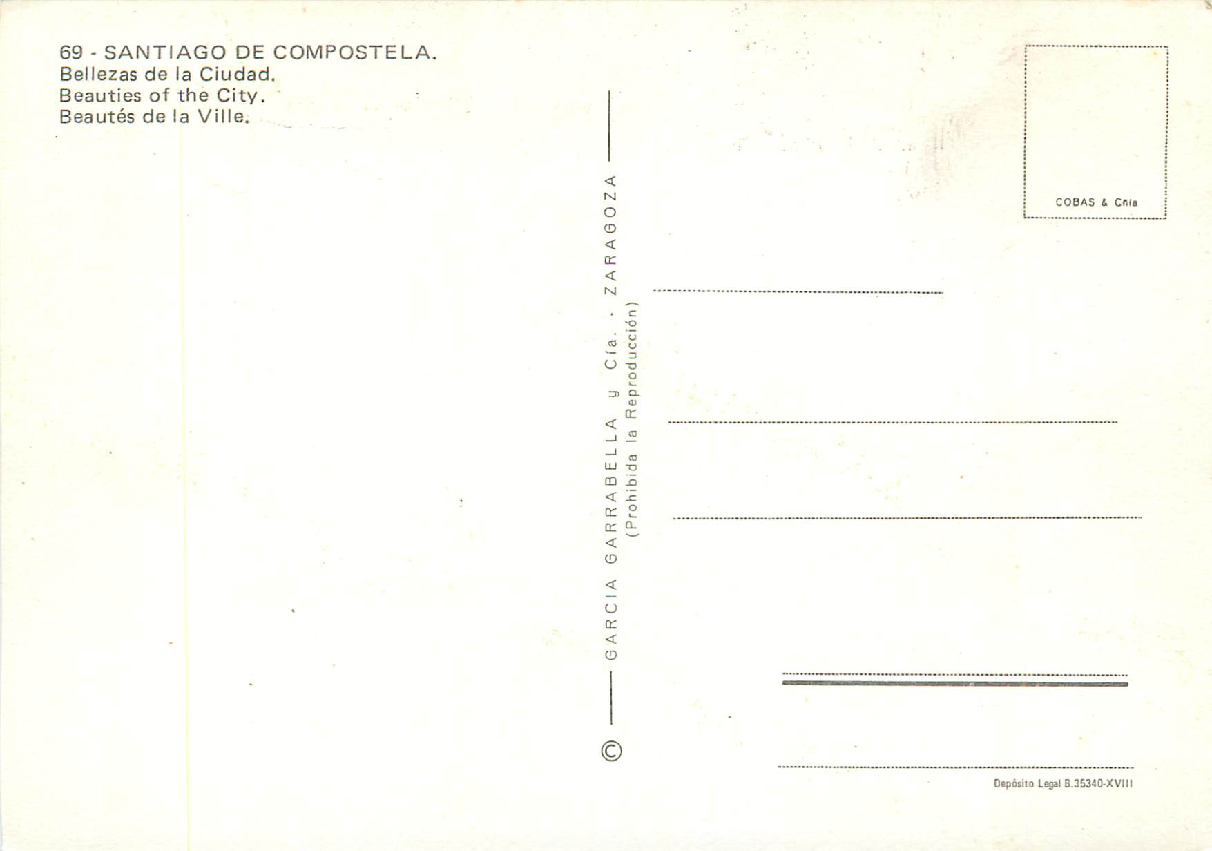 CPM Santiago de compostela 69 beautes de la ville — Rückseite