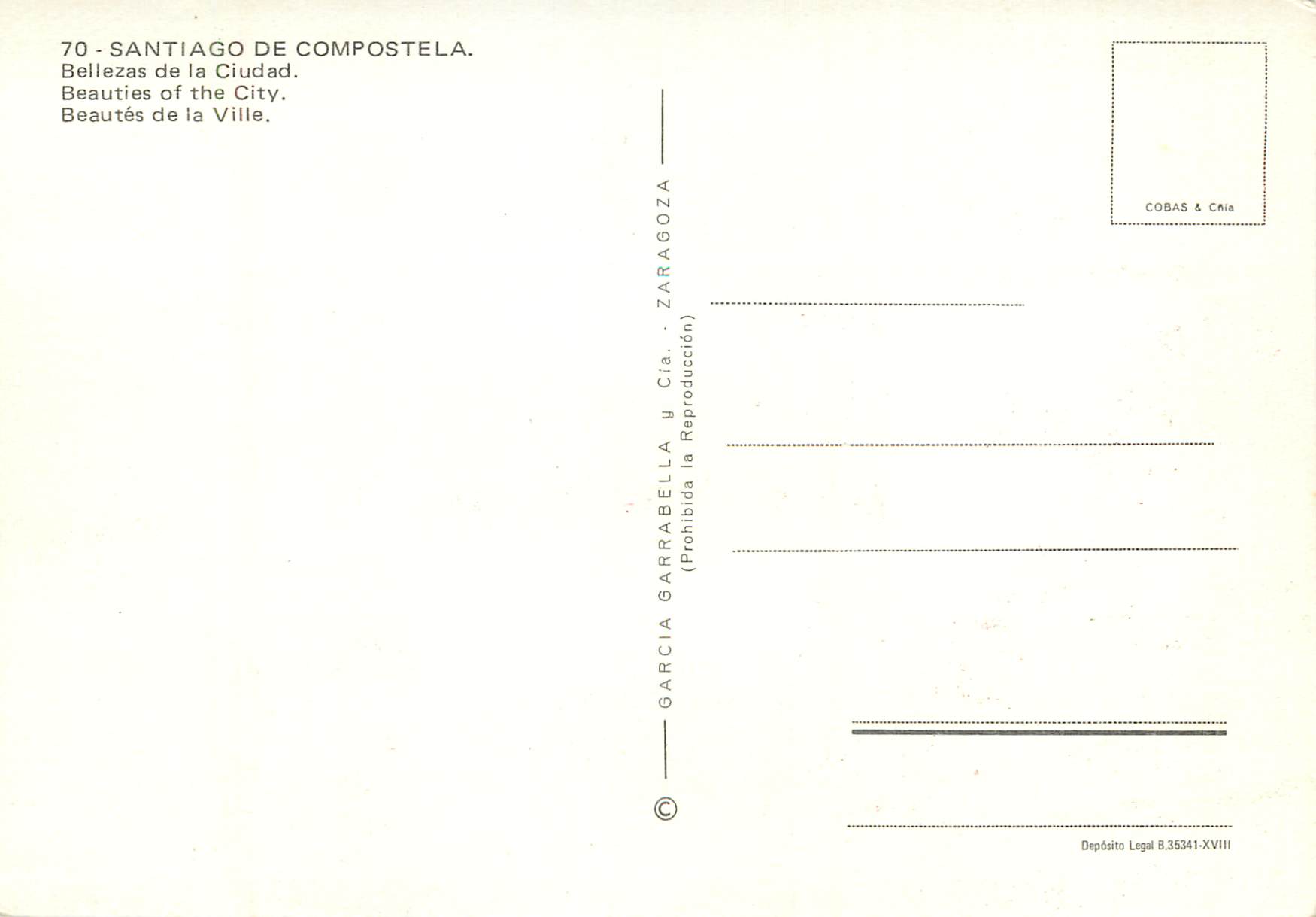 CPM Santiago de compostela 70 beautes de la ville — Verso