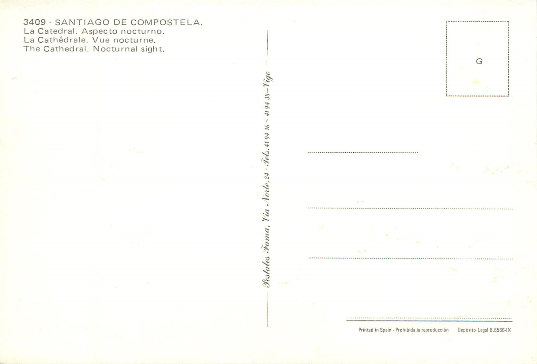 CPM Santiago de compostela 3409 la cathedrale vue nocturne — Back