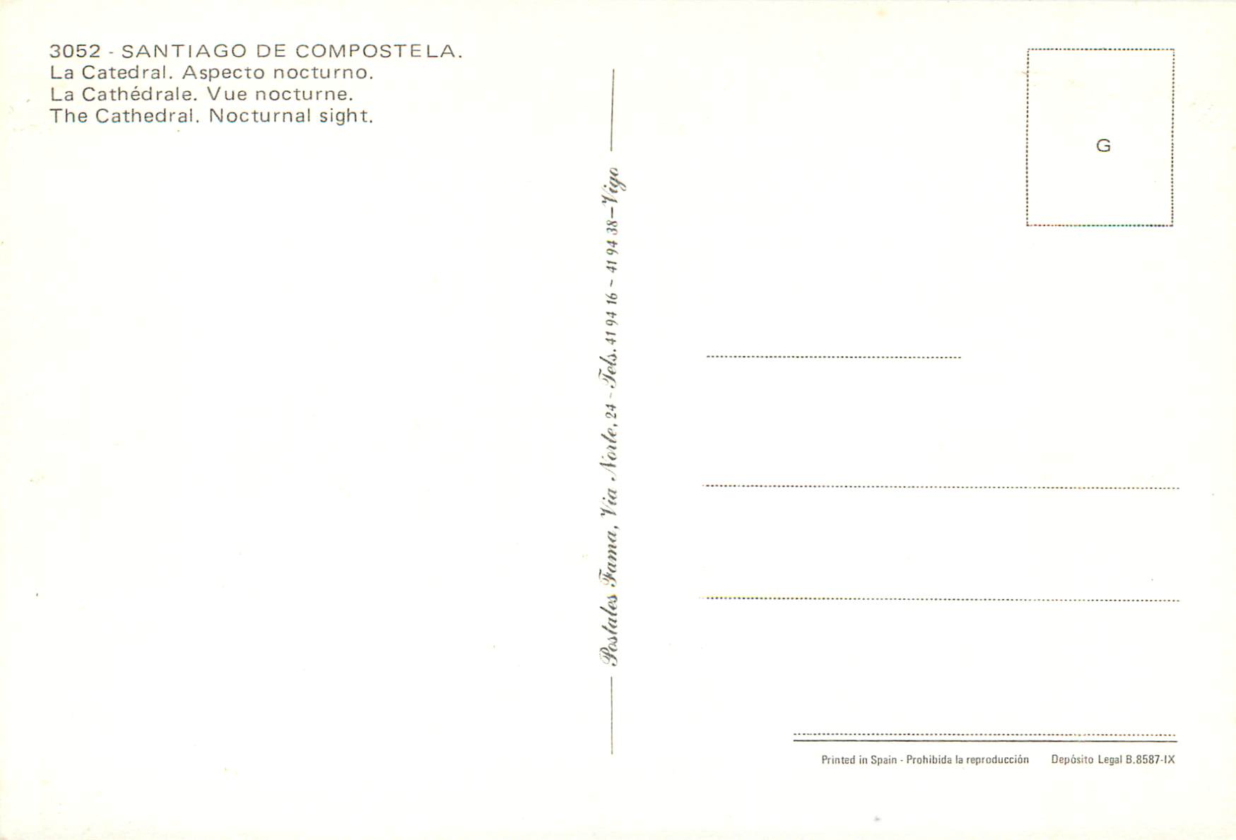 CPM Santiago de compostela 3052 la cathedrale vue nocturne — Back