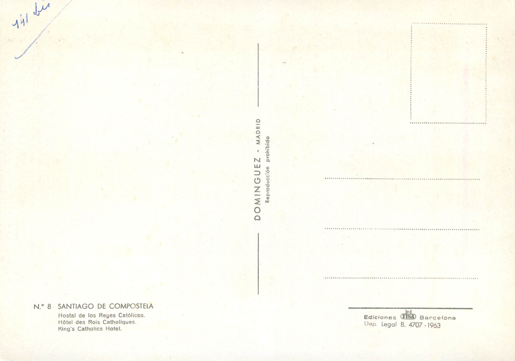 CPM Santiago de compostela n 8 hotel des rois catholiques — Back