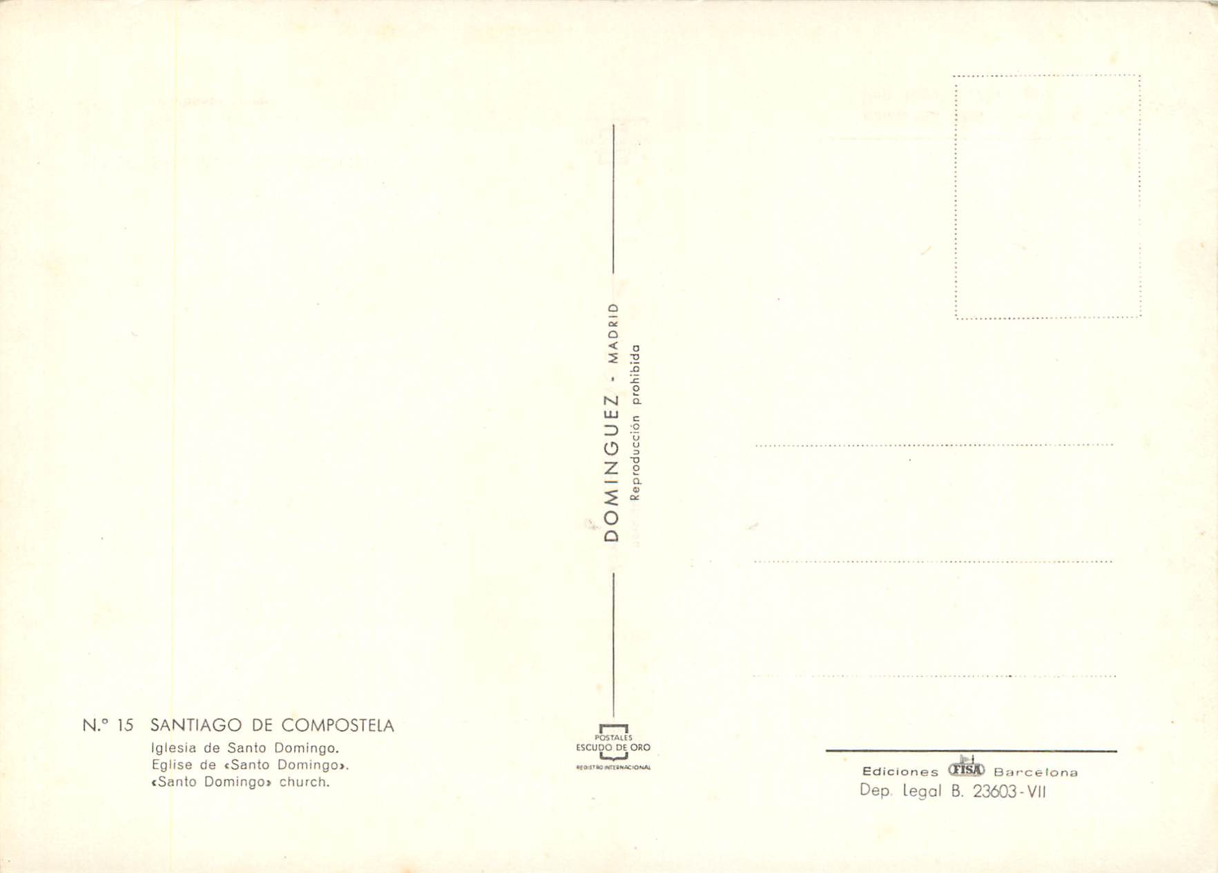 CPM Santiago de compostela n 15 — Verso