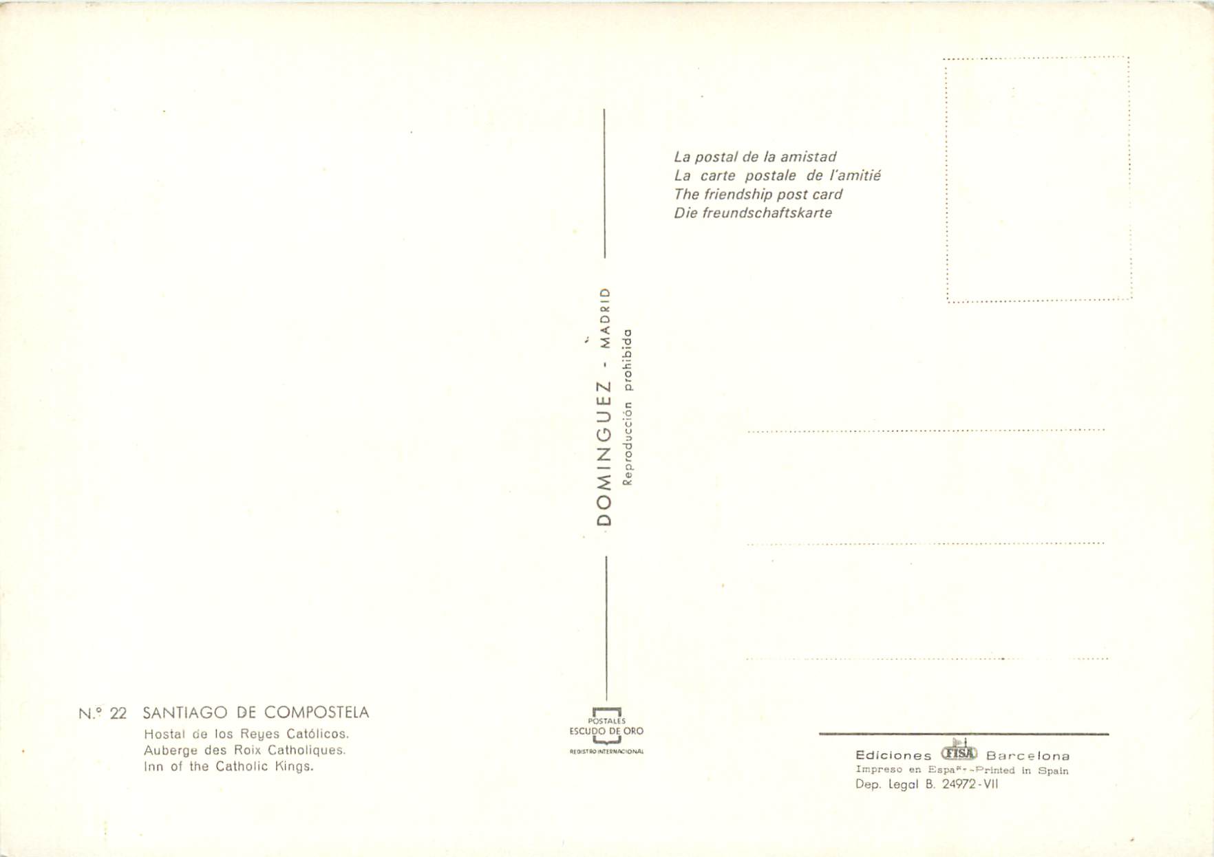 CPM Santiago de compostela n 22 auberge des rois catholiques — Back