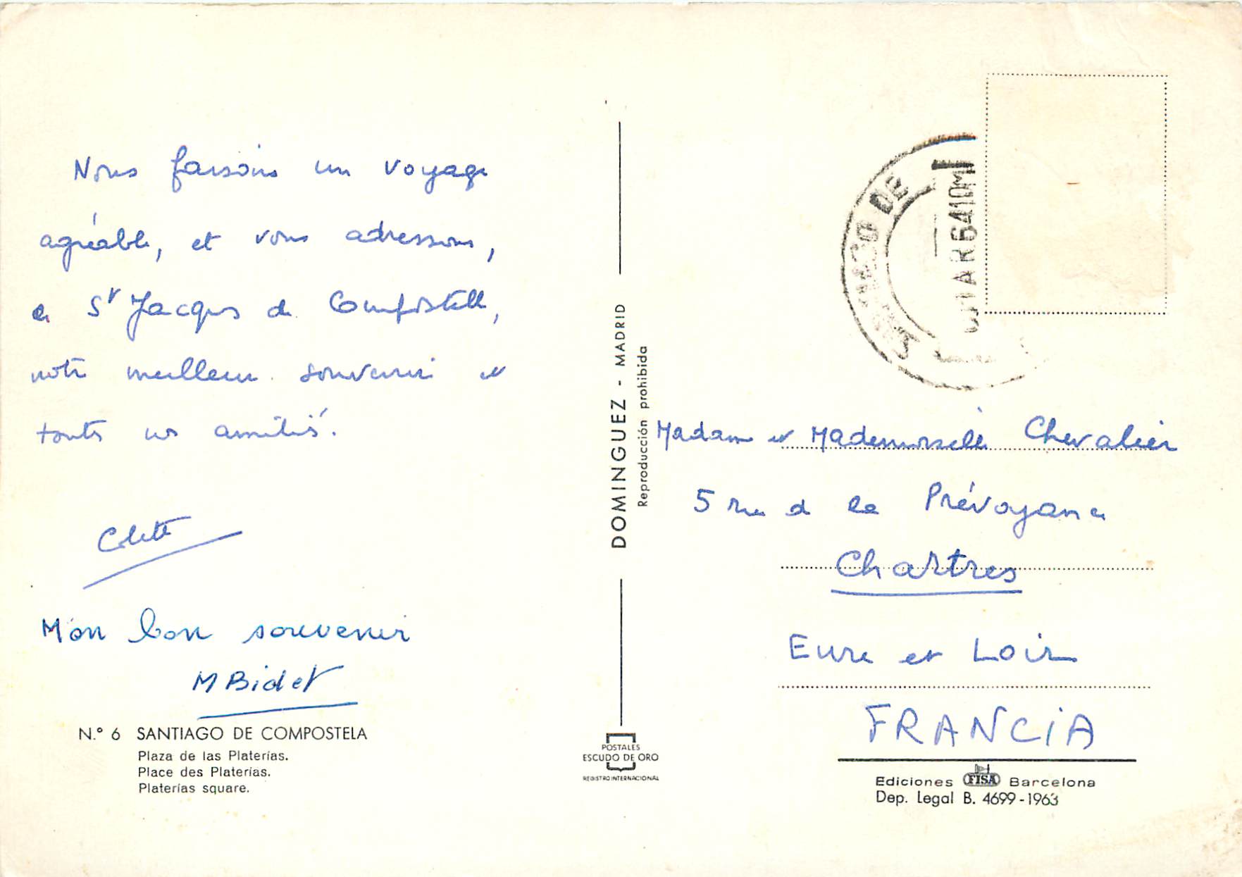 CPM Santiago de compostela n 6 place des platerias — Back