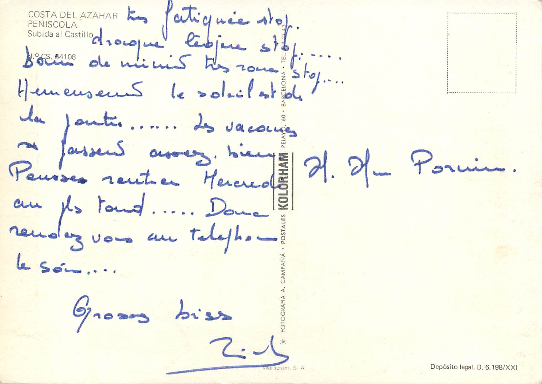 CPM Peniscola costa del azahar subida al castillo — Rückseite