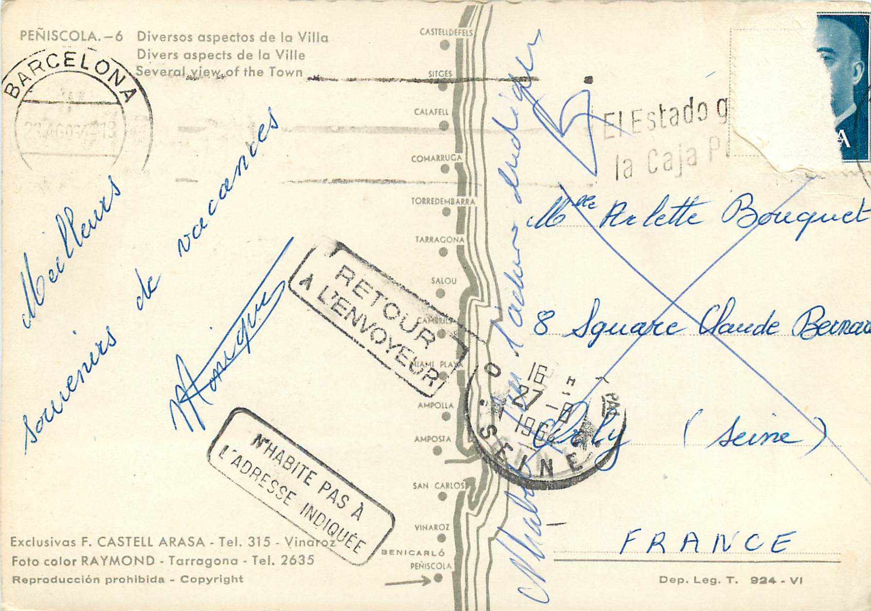 CPM Peniscola 6 divers aspects de la ville — Rückseite