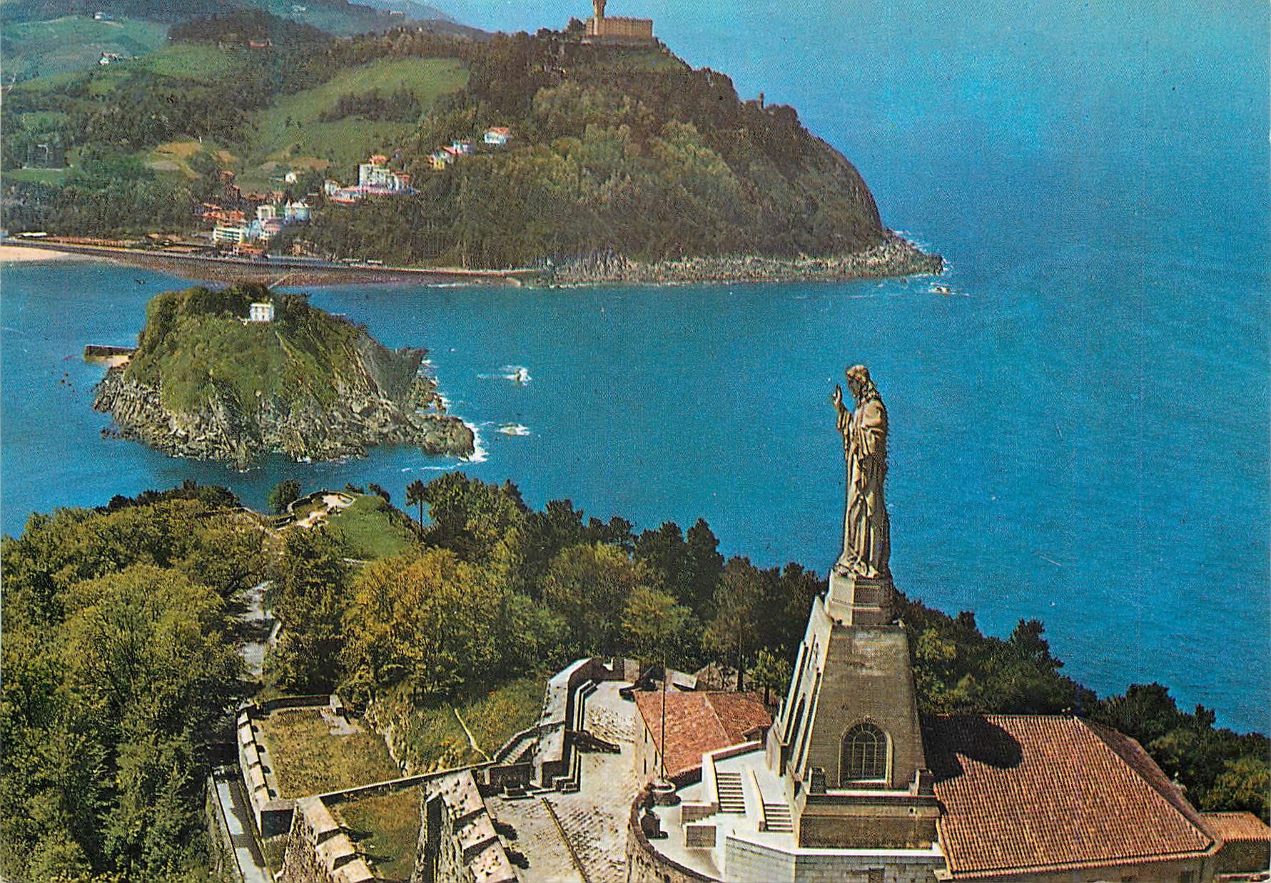 San Sebastián — Monument au Sacré-Cœur et Monte Igueldo — manipel