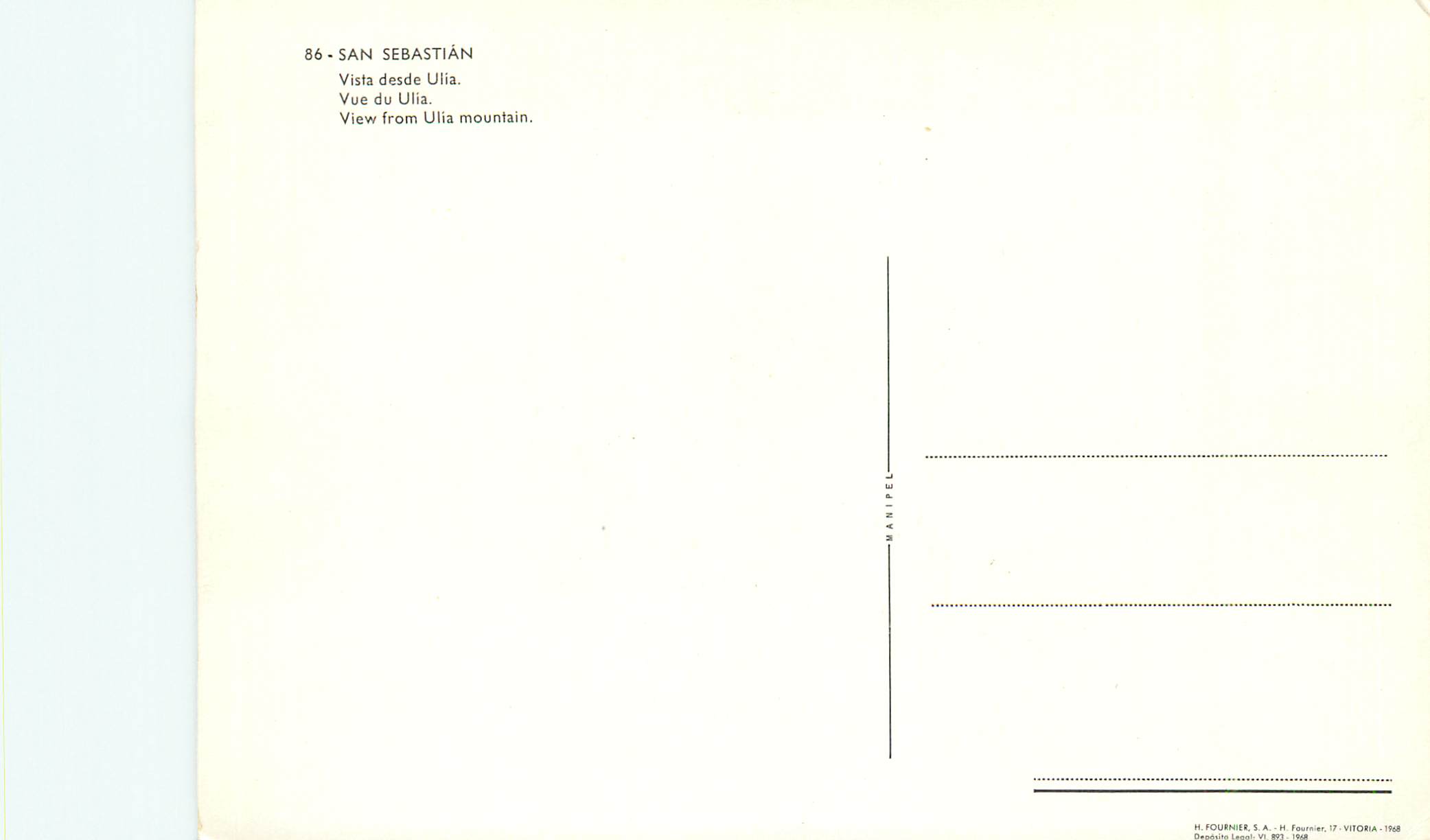 CPM San sebastian 86 vue du ulia — Back