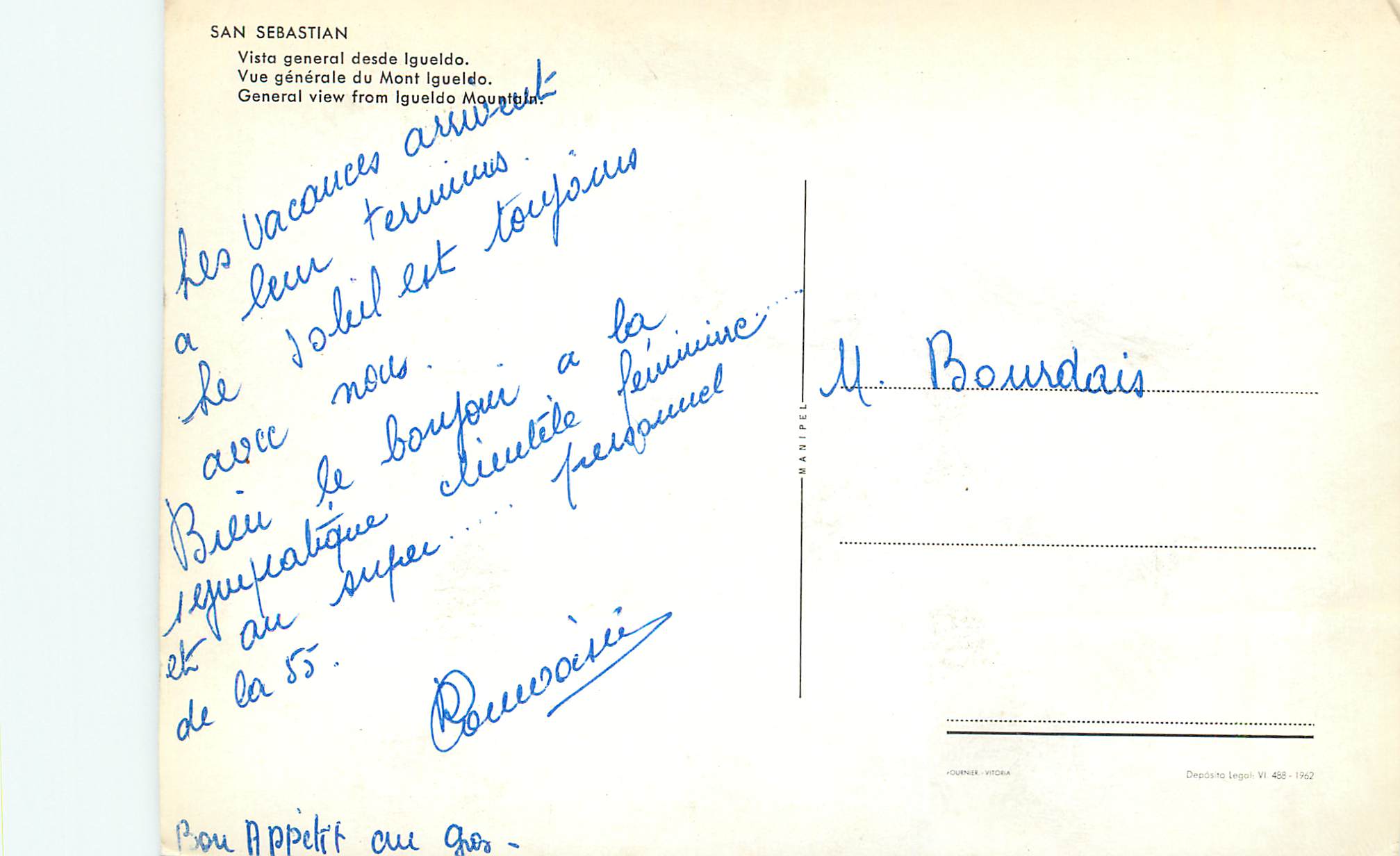 CPM San sebastian vue generale du mont igueldo — Verso