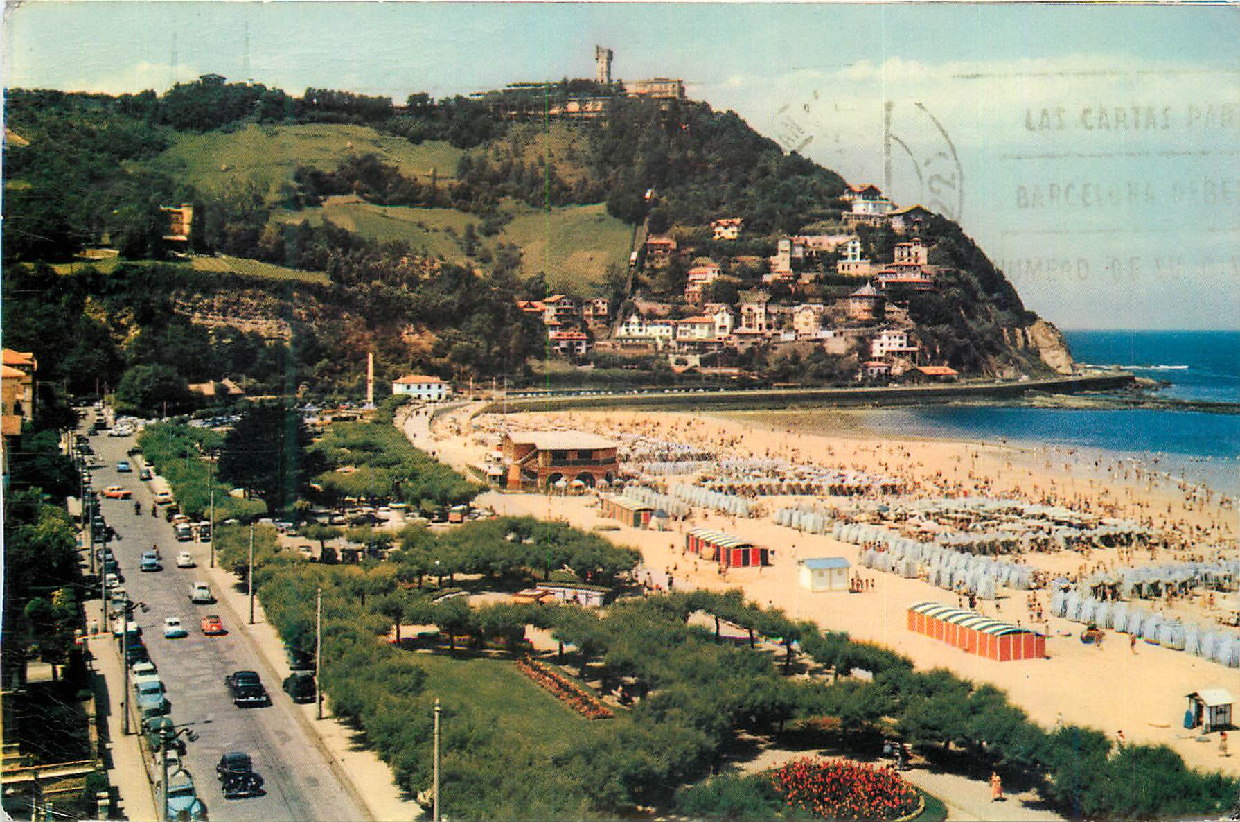 CPM San sebastian plage ondarreta et mont igueldo