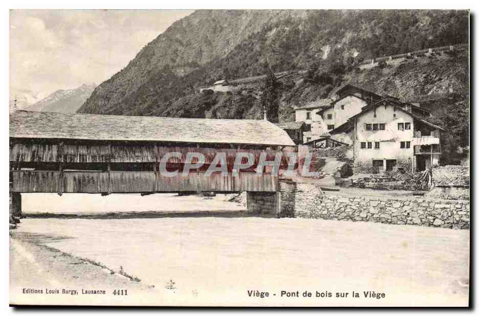 CPA Suisse Viege Pont de bois sur la Viege