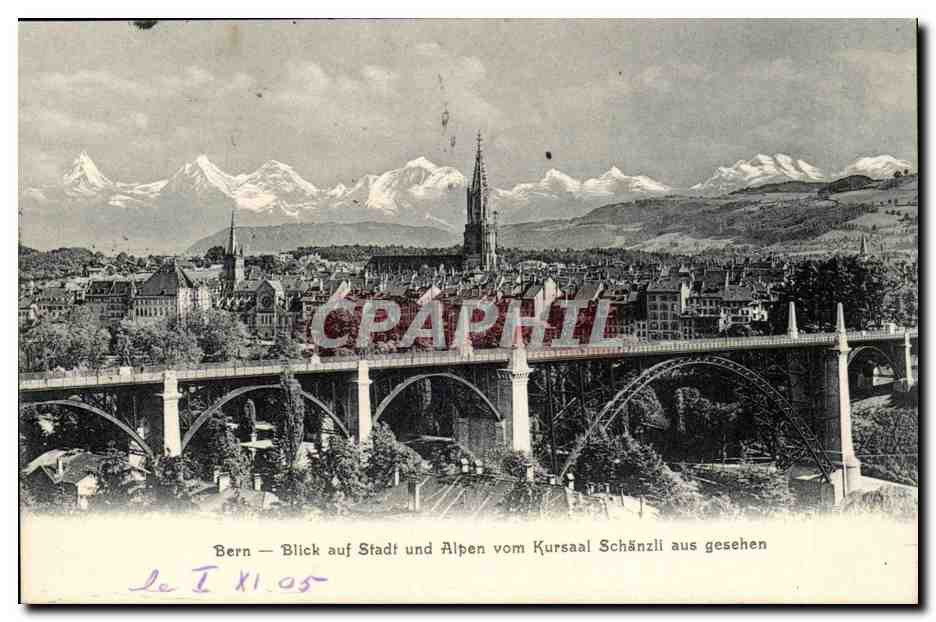 CPA Suisse Bern Blick aud Stadt une alpen vom Kursaal Schanzll aus gesehen