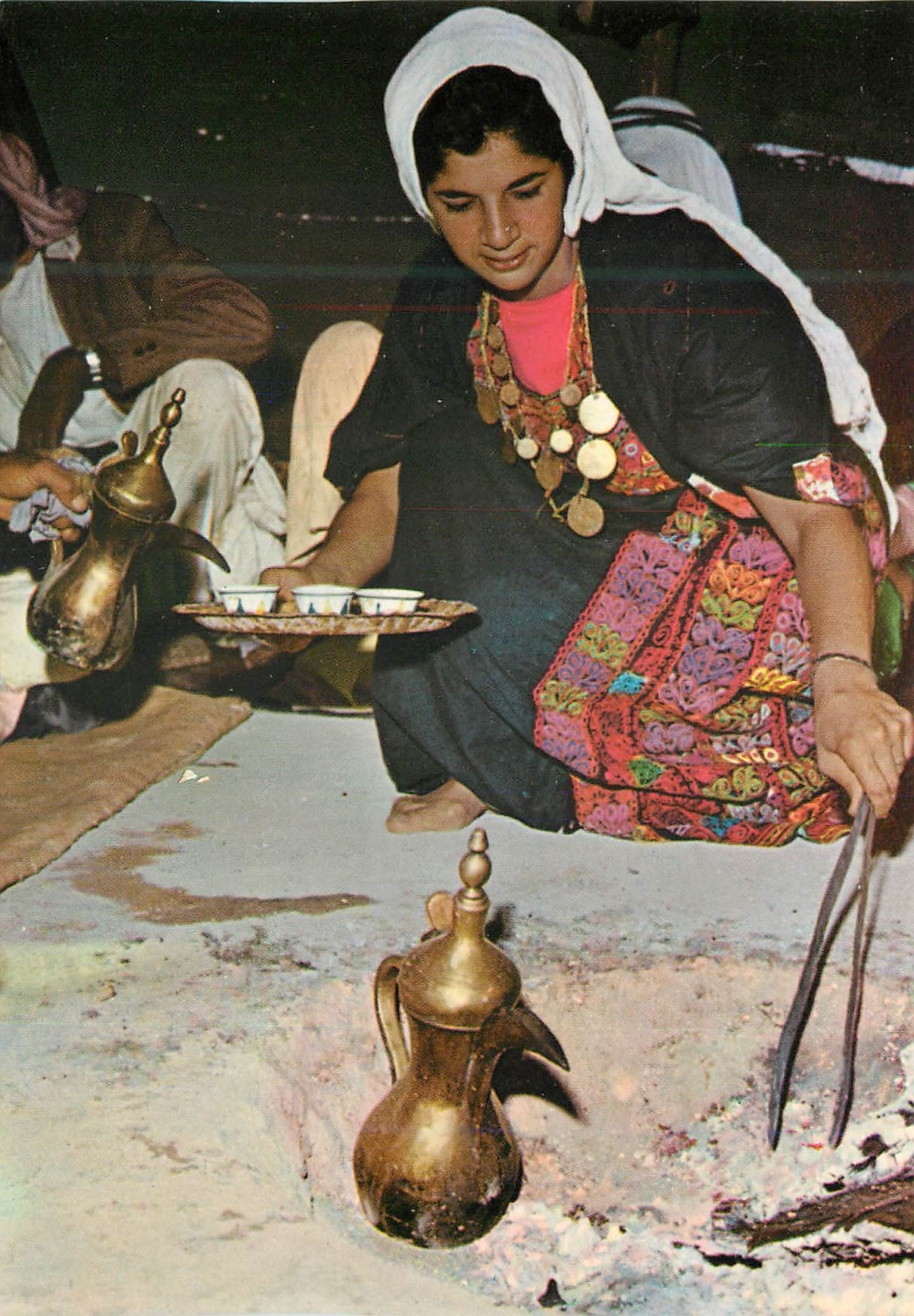 CPM At a Beduin tent Beduin Women Serving Coffee