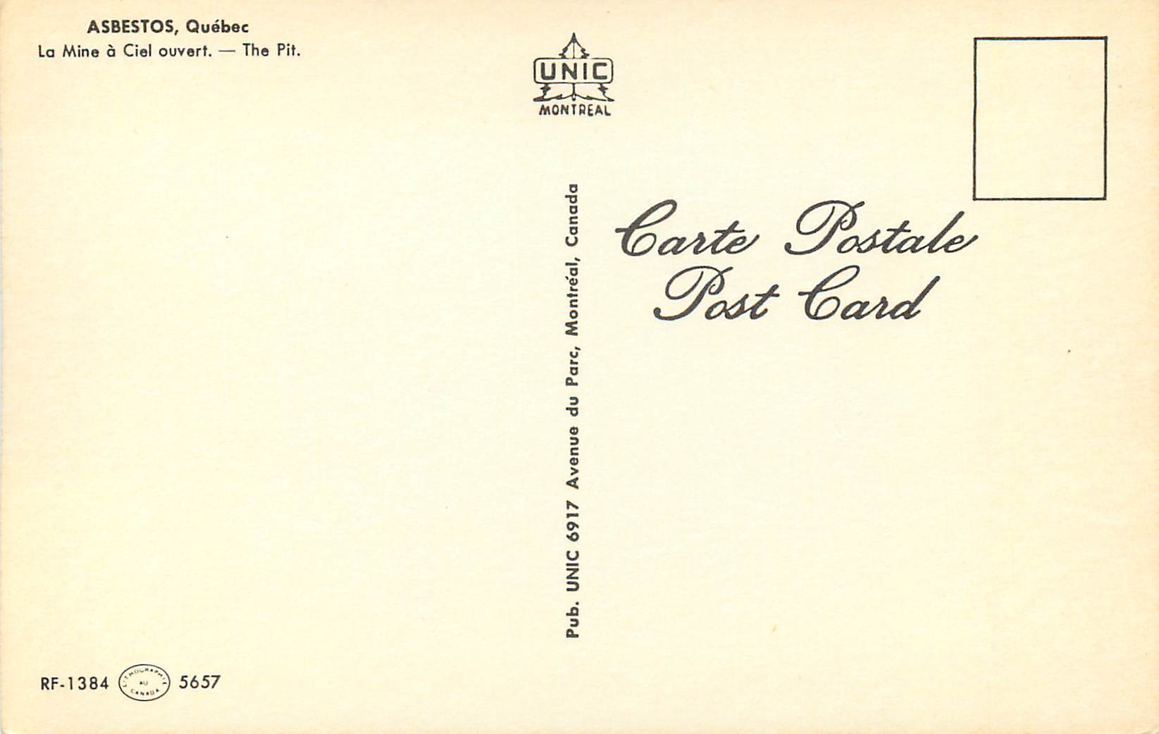 CPM Canada Quebec Asbestos La Mine a Ciel ouvert — Back