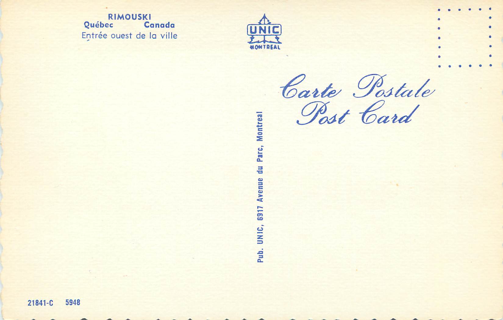 CPM Canada Quebec Entree ouest de la ville — Back