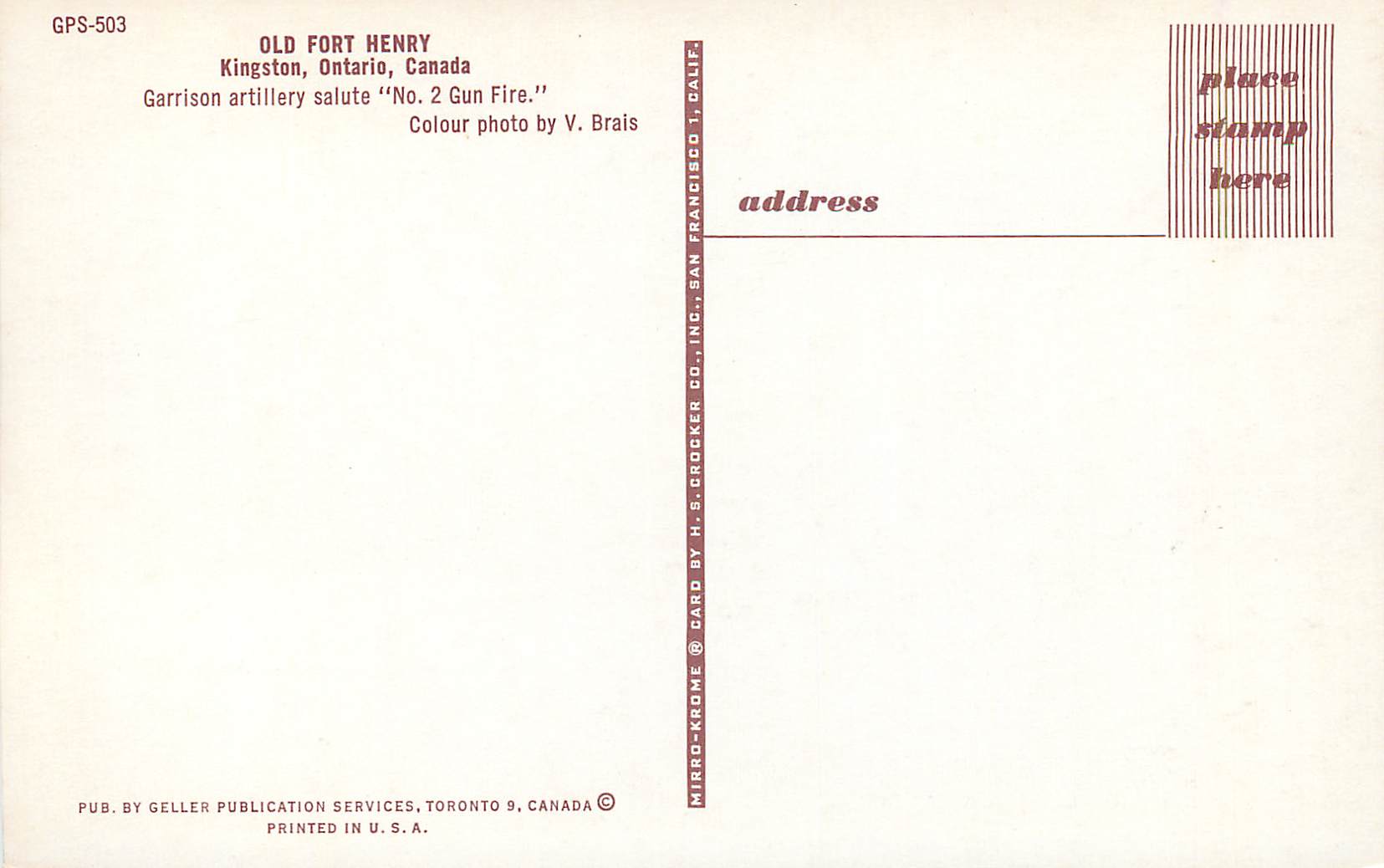CPM Canada Ontario Kingston Old Fort Henry Militaria — Back