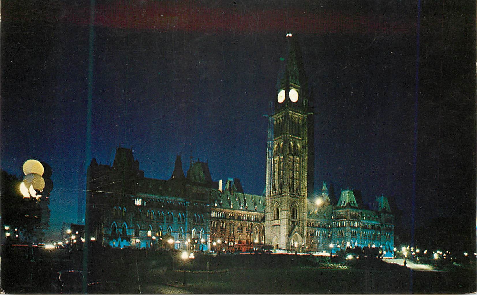 CPM Canada Ontario Ottawa The Canadian Houses of Parliament illuminated at Night