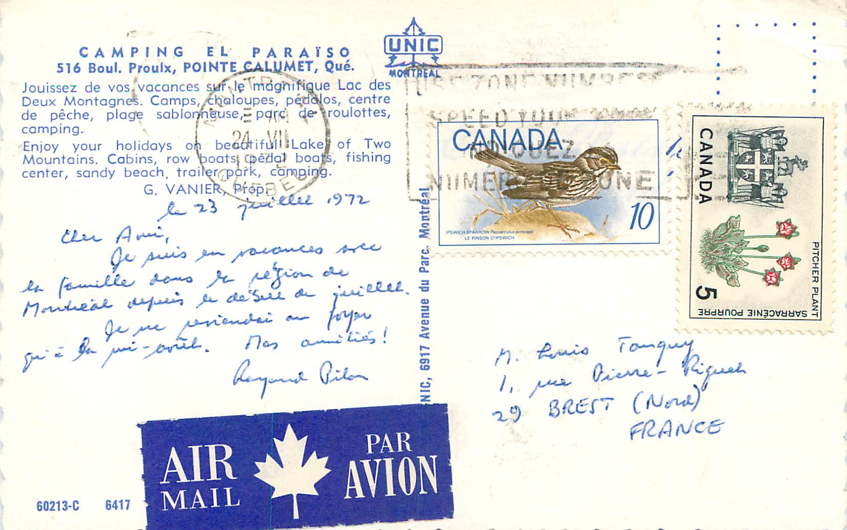 CPM Canada Camping El Paraiso Bould Proulx — Back