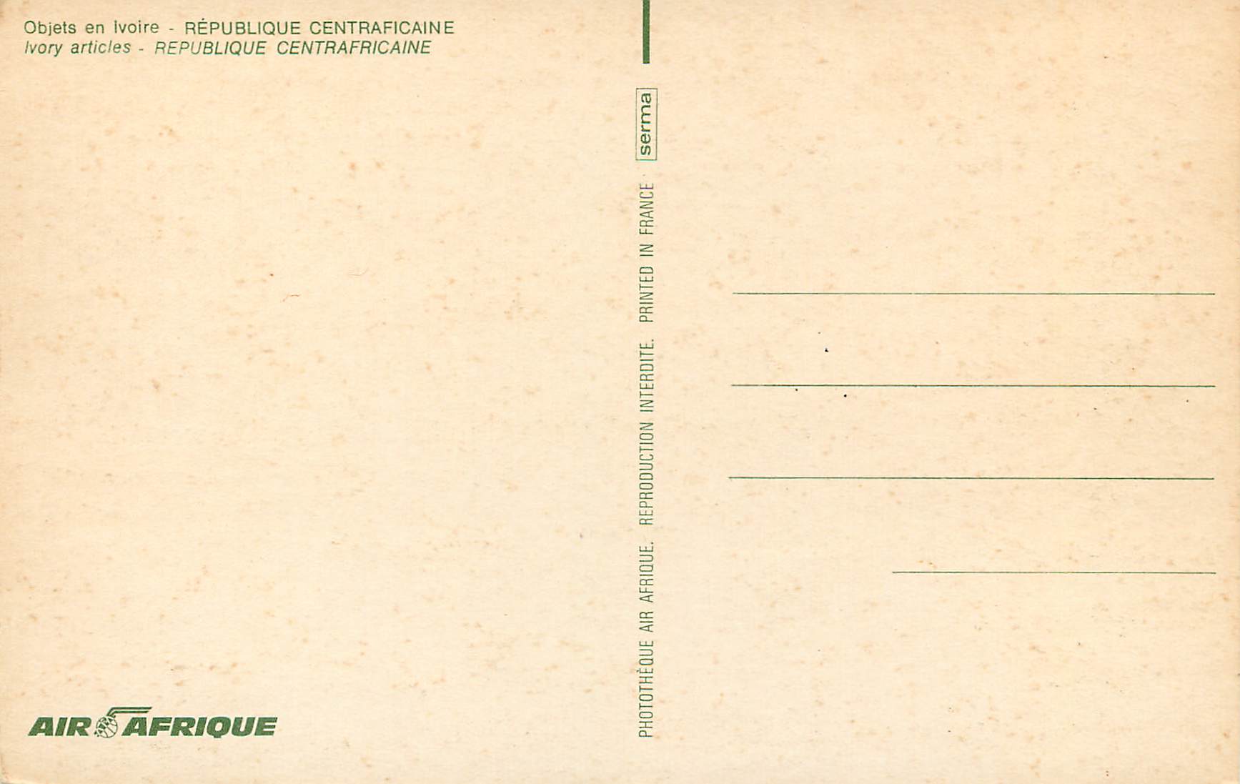 CPM Republique Centrafricaine Objets en Ivoire — Rückseite