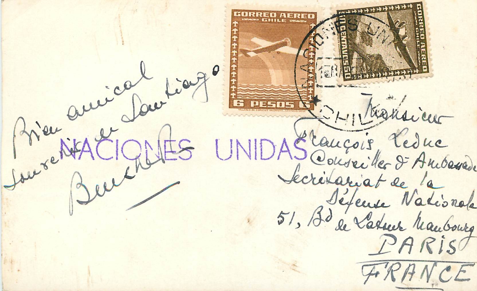 CPA Chile Santiago La Virgen del San Critobal — Rückseite