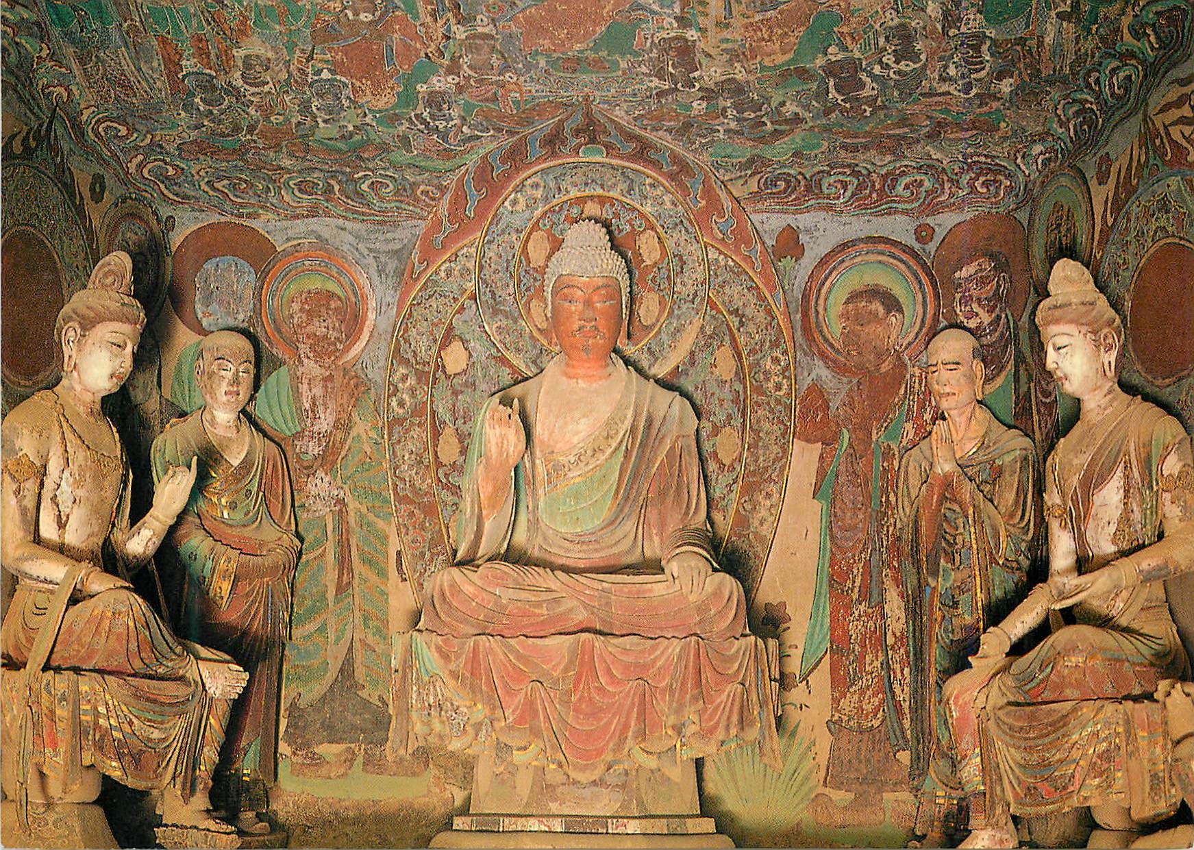 CPM China Painted Clay Sculpture A group of painted clay figures