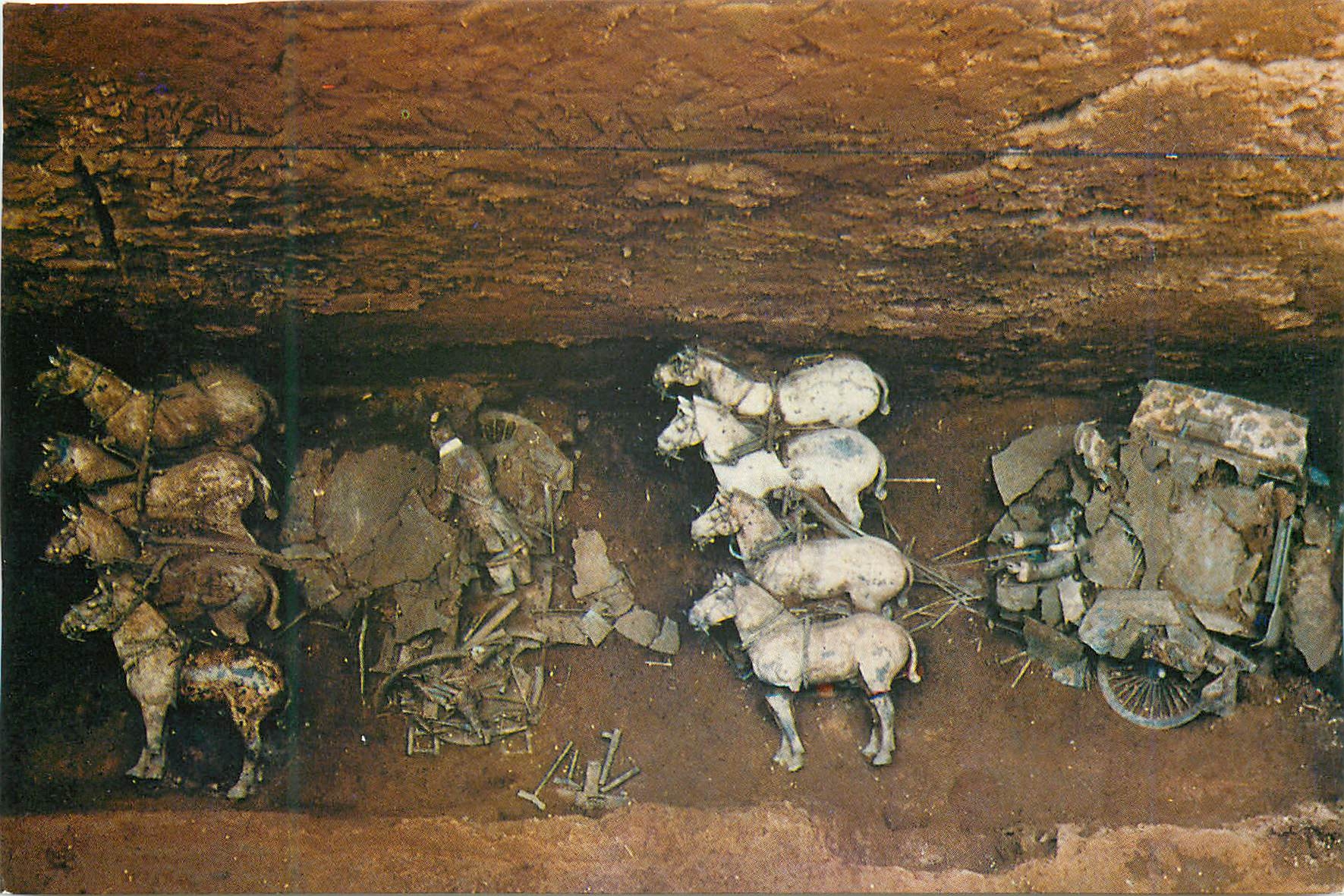 CPM China Panorama of the excavation site of the bronze chariots and horses