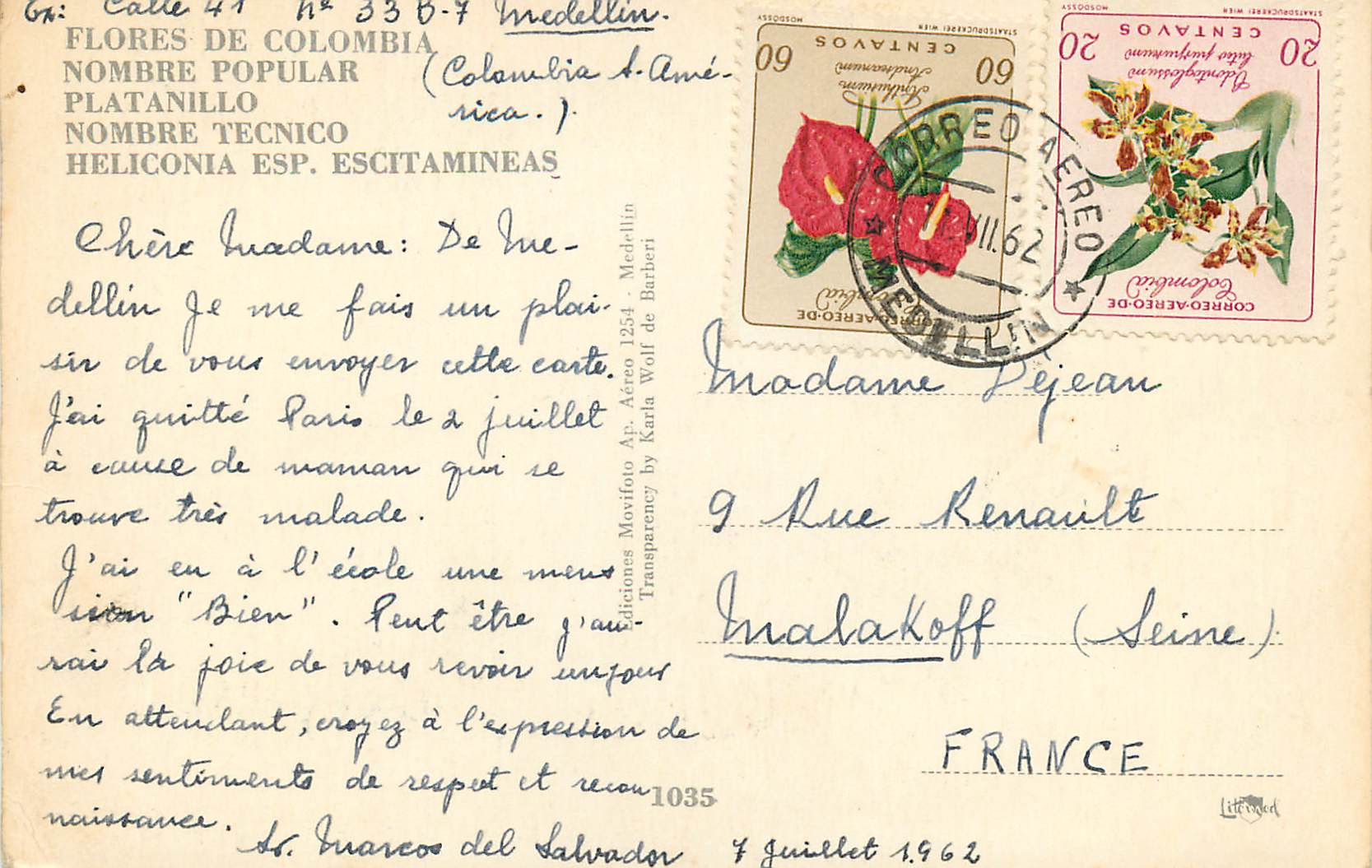 CPM Flores de Colombia — Rückseite
