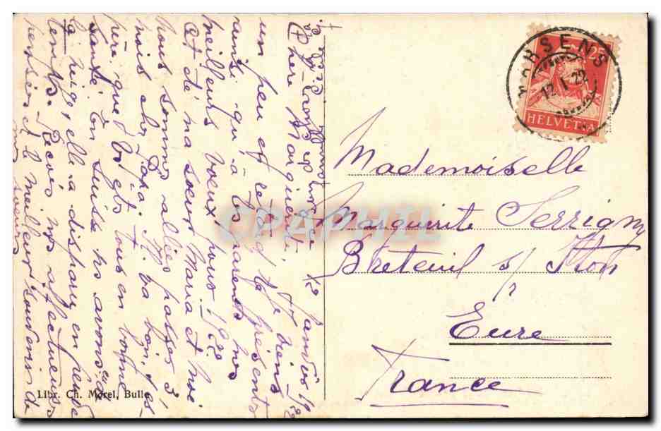 La Villette (Im Fang) près Bellegarde — vue de village alpin — éditeur Ch. Marcel, n° 304 D — Verso